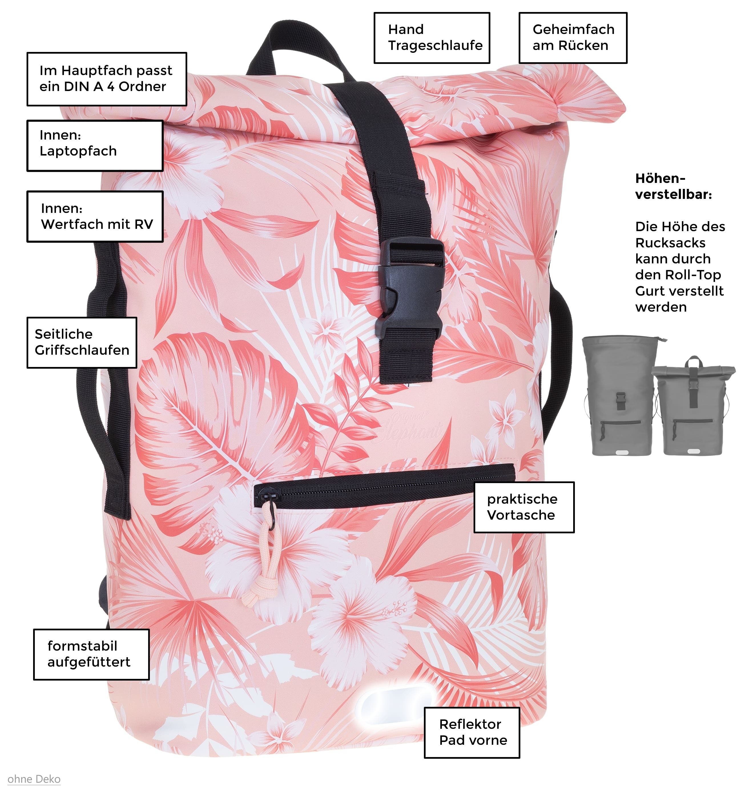 ELEPHANT Freizeitrucksack Time Bag aus Plane, Rucksack Laptoprucksack Daypack wasserabweisend + Trinkflasche