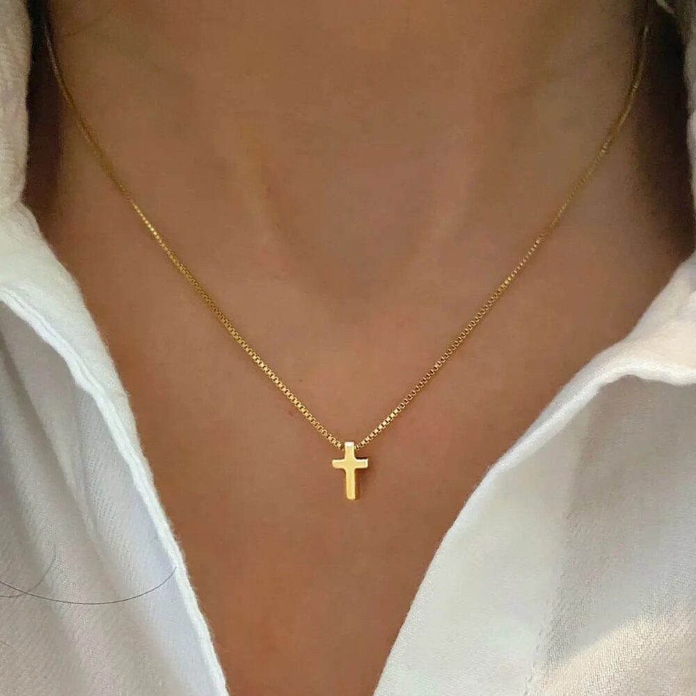 ROUGEMONT Kreuzkette Moderne Kreuzkette Halskette 18K Vergoldung Hypoallerg günstig online kaufen