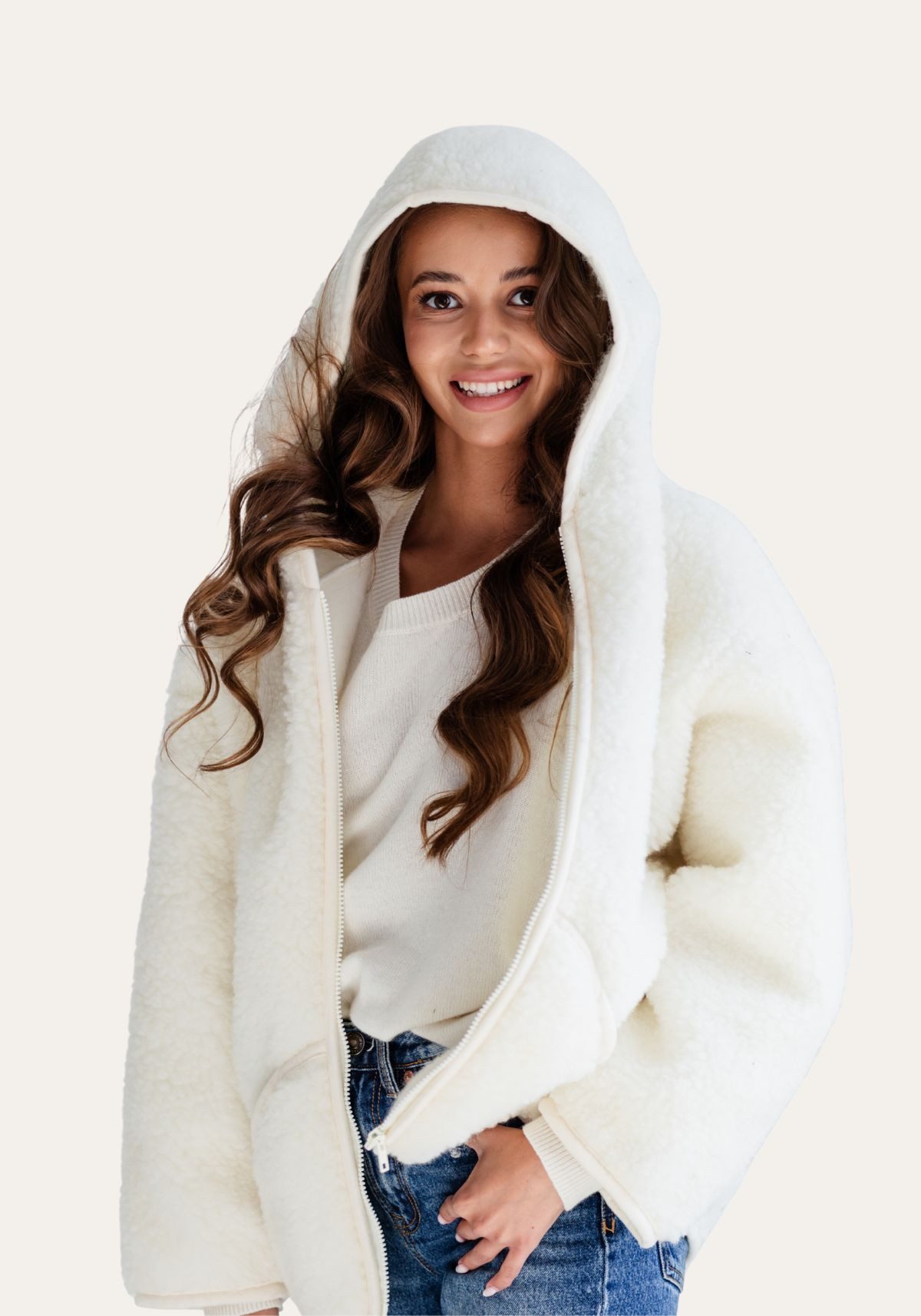 Hollert Wolljacke Damen Merino Wolljacke Nelly Ecru