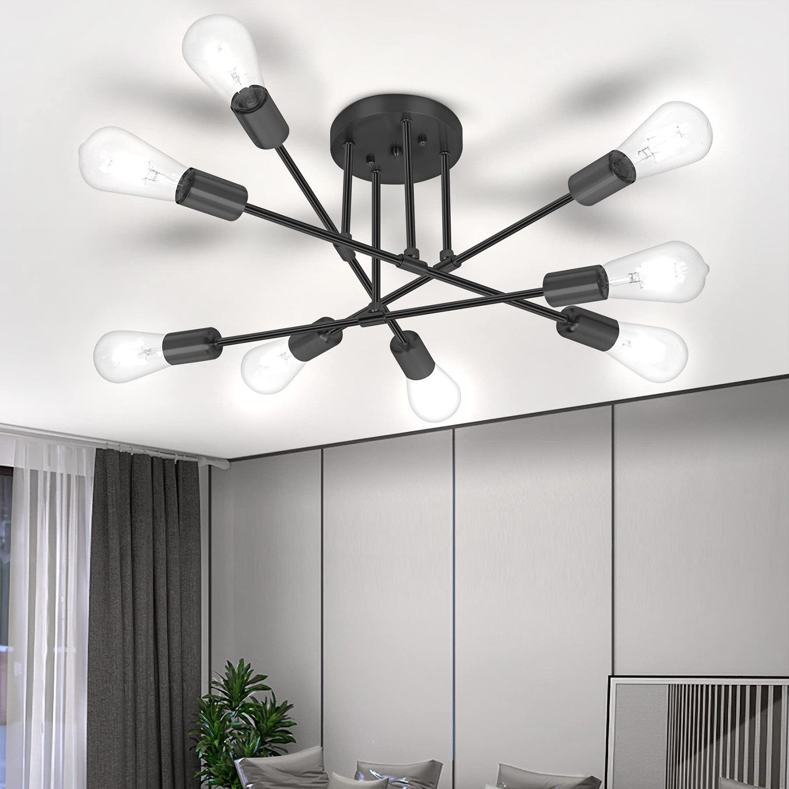 Jibenhome LED Deckenleuchte Schwarz Kronleuchter-Hängend Deckenlampe günstig online kaufen