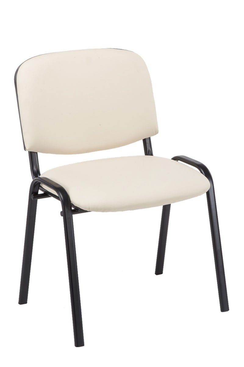 TPFLiving Besucherstuhl Keen mit hochwertiger Polsterung - Konferenzstuhl (Besprechungsstuhl - Warteraumstuhl - Messestuhl), Gestell: Metall matt schwarz - Sitzfläche: Kunstleder creme