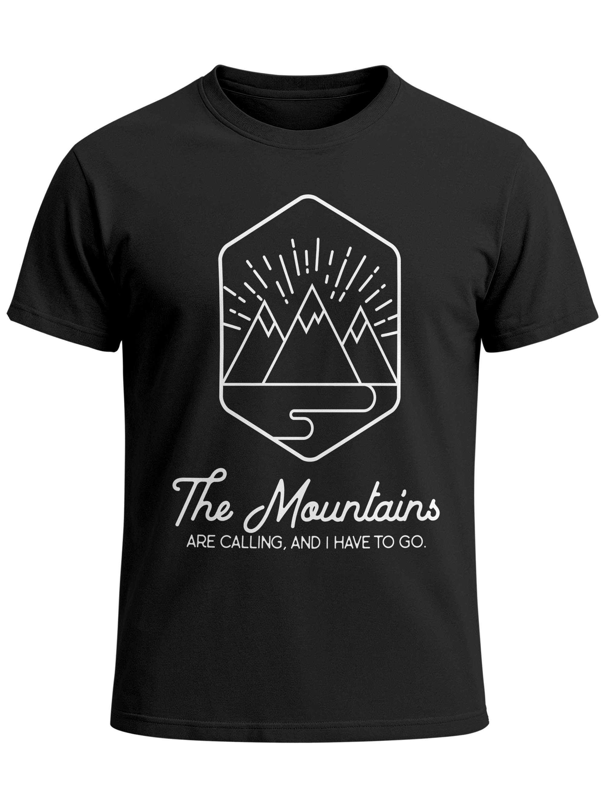 Neverless Print-Shirt Herren T-Shirt zum Wandern Berge The Mountains are Calling Slim Fit mit Print