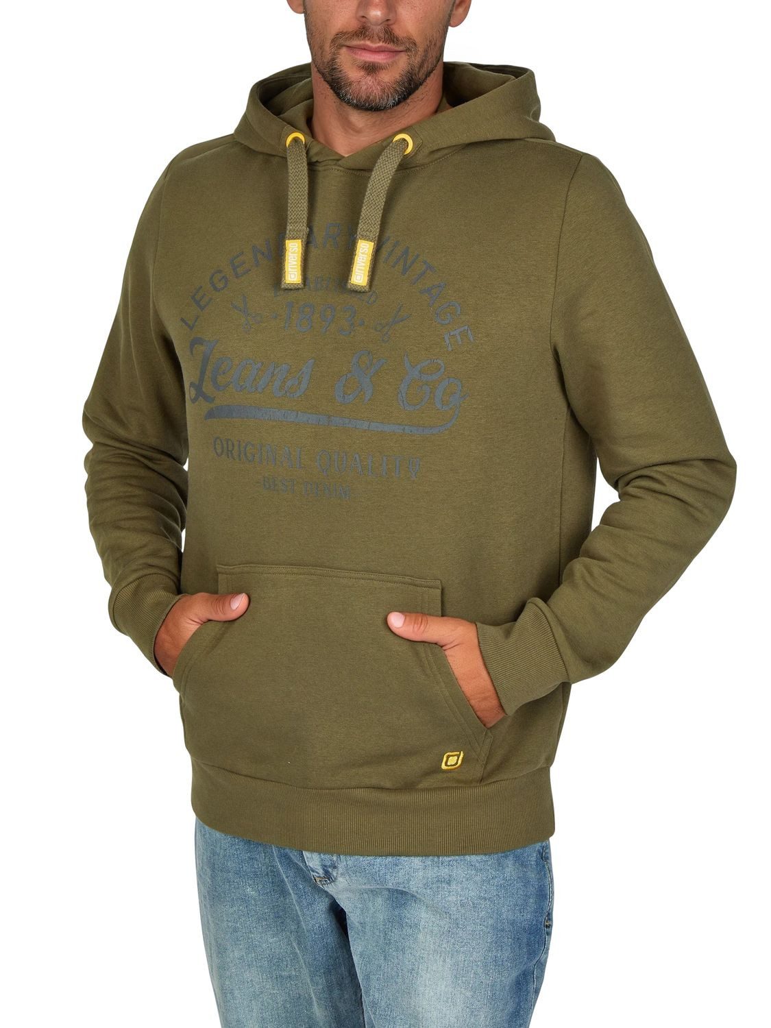 riverso Kapuzenpullover Herren Hoodie RIVArmin Regular Fit Longsleeve Sweatshirt mit Kängurutasche