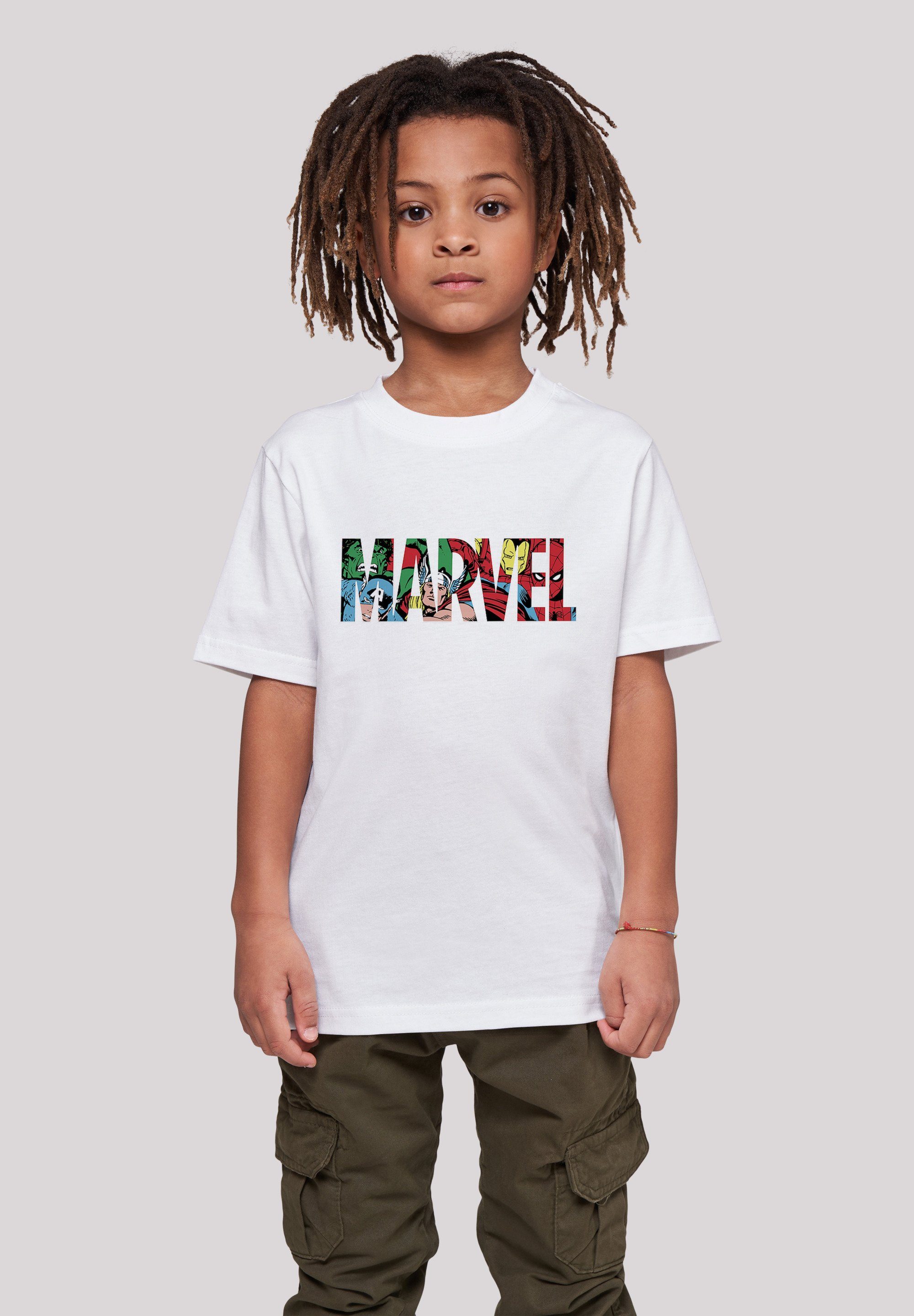 Print T-Shirt F4NT4STIC Kinder,Premium Marvel Unisex Characters Avengers Merch,Jungen,Mädchen,Logo weiß Logo