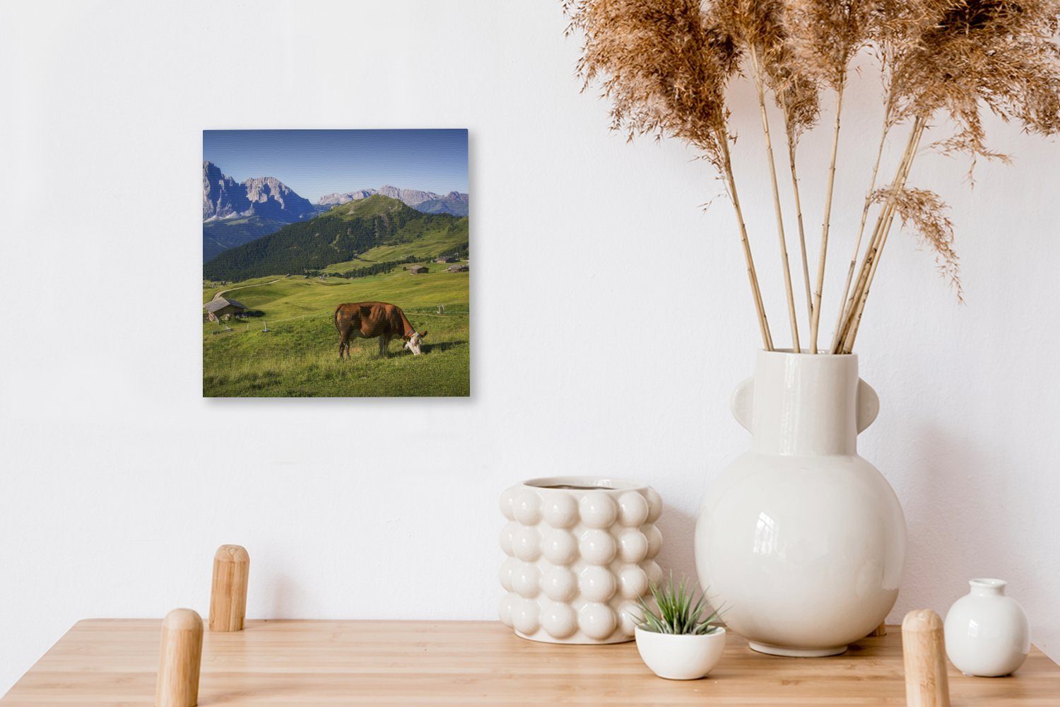 - Leinwand Alpen, OneMillionCanvasses® - Kuh für St), Leinwandbild Schlafzimmer Wohnzimmer (1 Bilder Berg