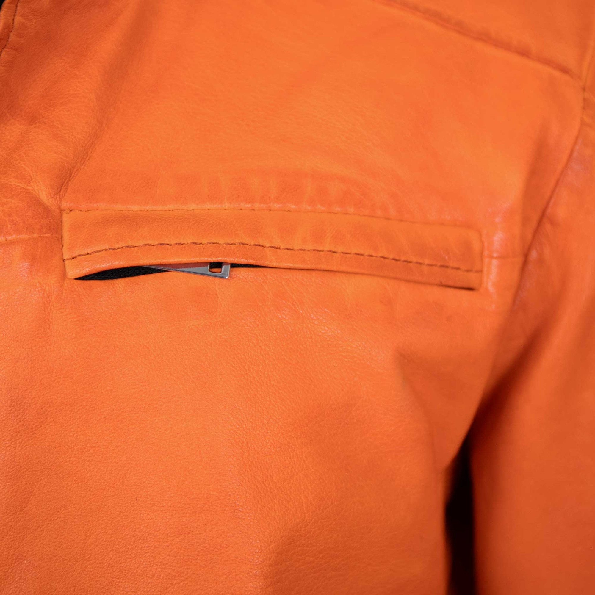 Jilani Lederjacke Kawelo Jilani - Herren Lederjacke Lammnappa orange – Bild 5 von 5
