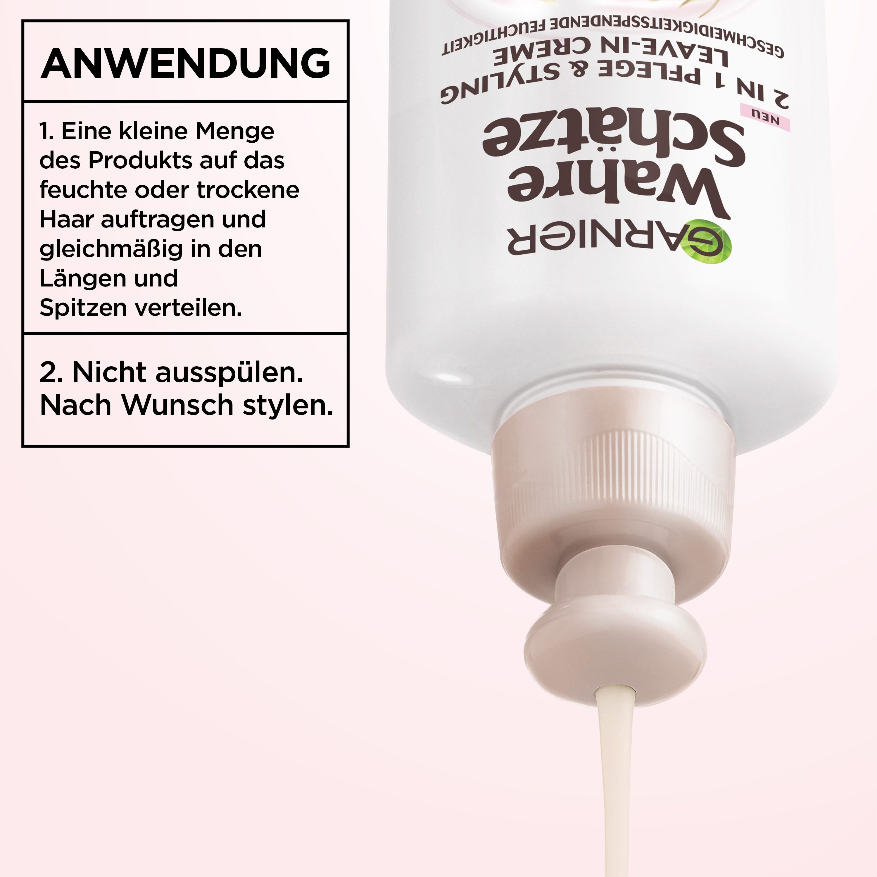 GARNIER Haarmousse WAHRE SCHÄTZE 2-IN-1 PFLEGE & STYLING SANFTE HAFERMILCH, Packung, 6-tlg. – Bild 5 von 5