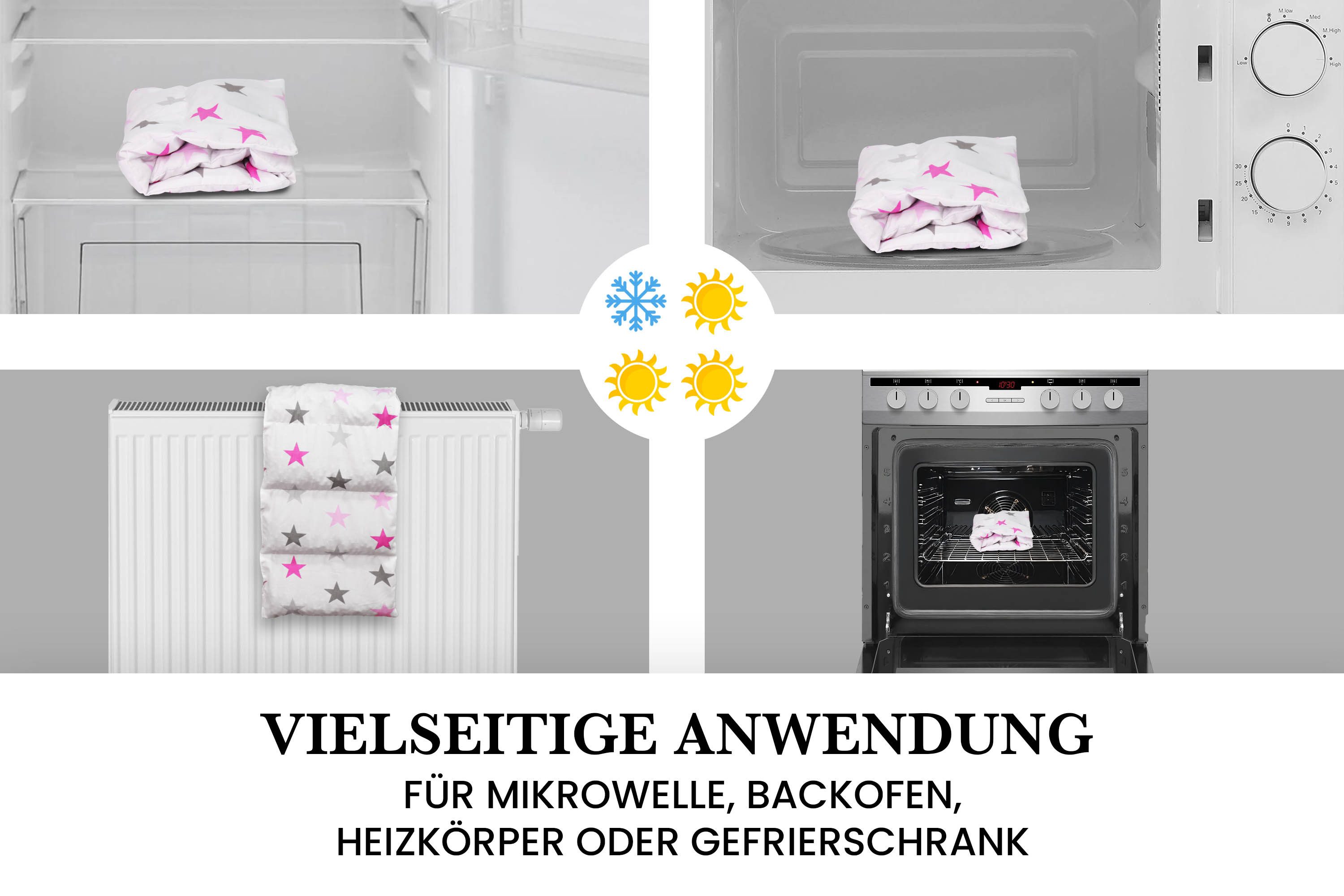 Amilian Kirschkernkissen 55x20cm groß für Mikrowelle - Körnerkissen Nacken Schulter Rücken, Wärme- und Kältekissen, für Bauch, Füße, EU-hergestellt, wiederverwendbar