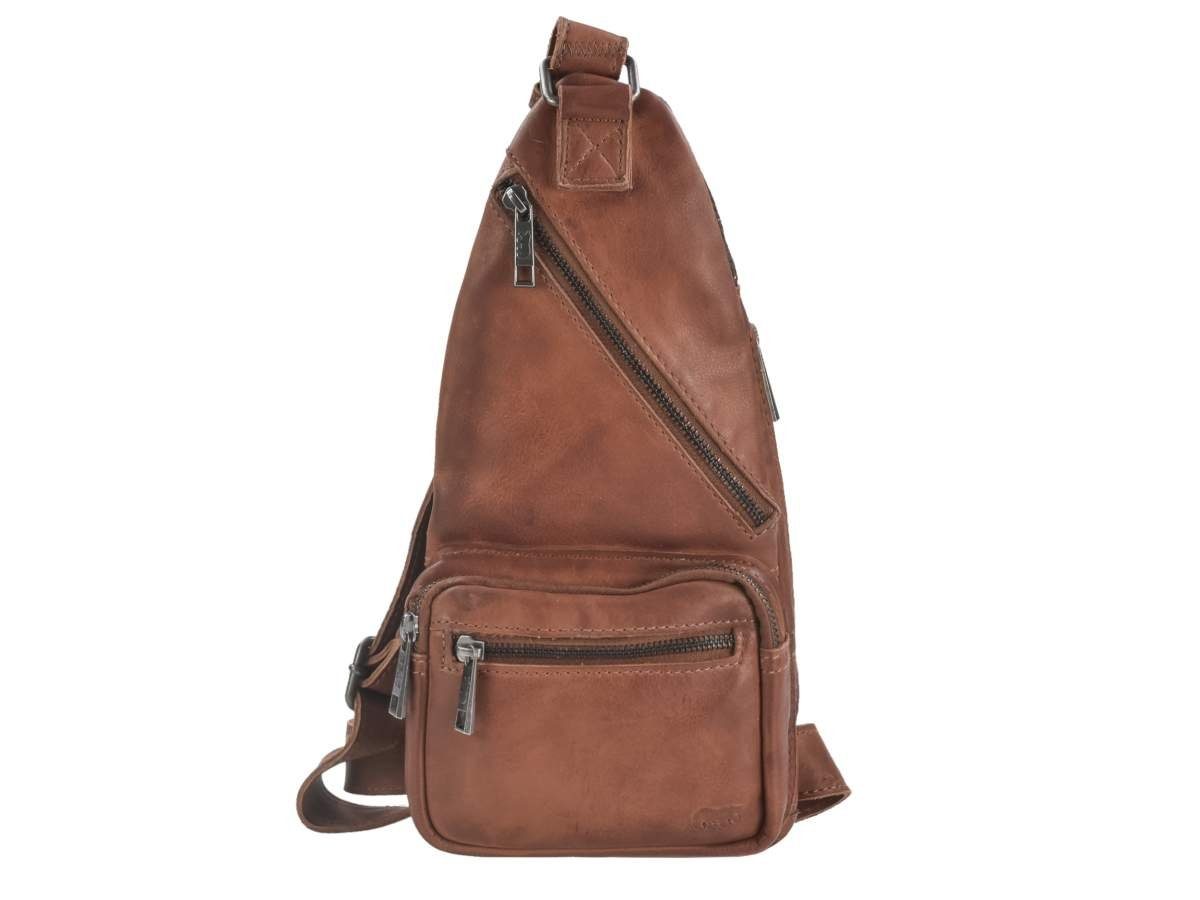 Bear Design Umhängetasche "Nolani" Callisto Pelle Leder, Crossbody, Crossbag, sportlich, knautschig weiches Leder cognac braun