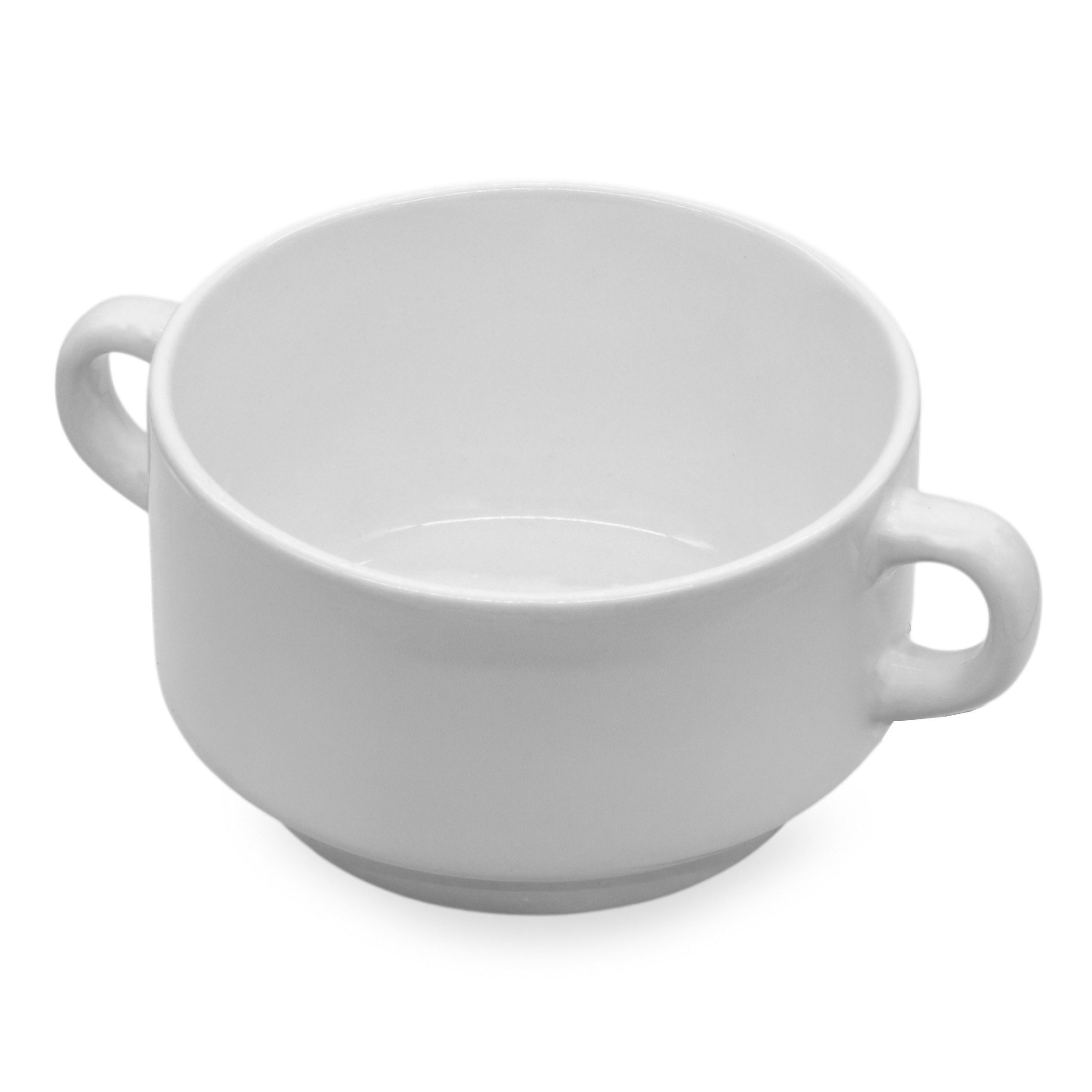 Spetebo Geschirr-Set Feinkeramik Suppentasse 200 ml weiß mit Henkel - 6er Set (1-tlg), 6 Personen, Feinkeramik, Lebensmittelecht und Spülmaschinenfest