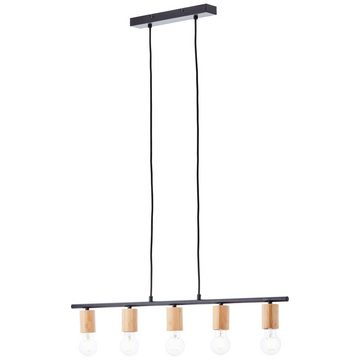 Brilliant Pendelleuchte Kerry, Kerry Pendelleuchte 5flg schwarz/holz Aluminium braun 5x A60, E27, 40