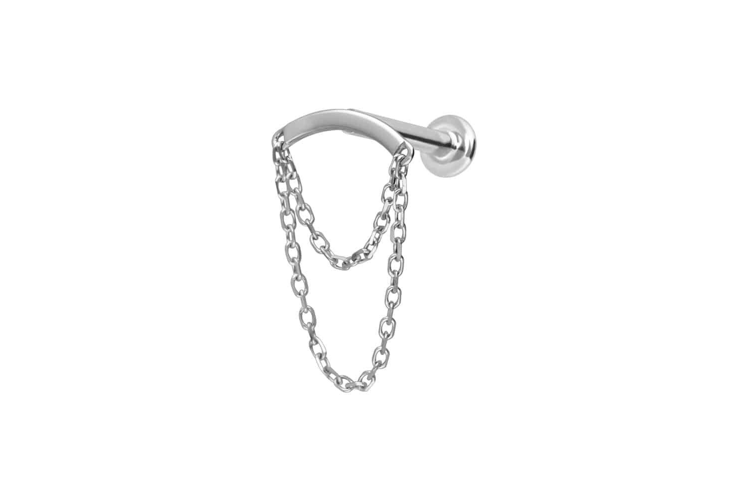 PIERCINGLINE Piercing-Set 14 Karat Gold Labret mit Innengewinde BOGEN + 2 KETTEN (Labrets, 1-tlg)