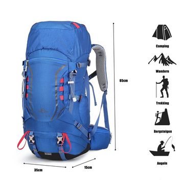 TAN.TOMI Kletterrucksack 35L (30L+5L) Großer Wanderrucksack, Wasserdicht Multifunktionaler (Einschließlich Regenschutz), mit Regenschutz für Outdoor Reisen Camping Trekking
