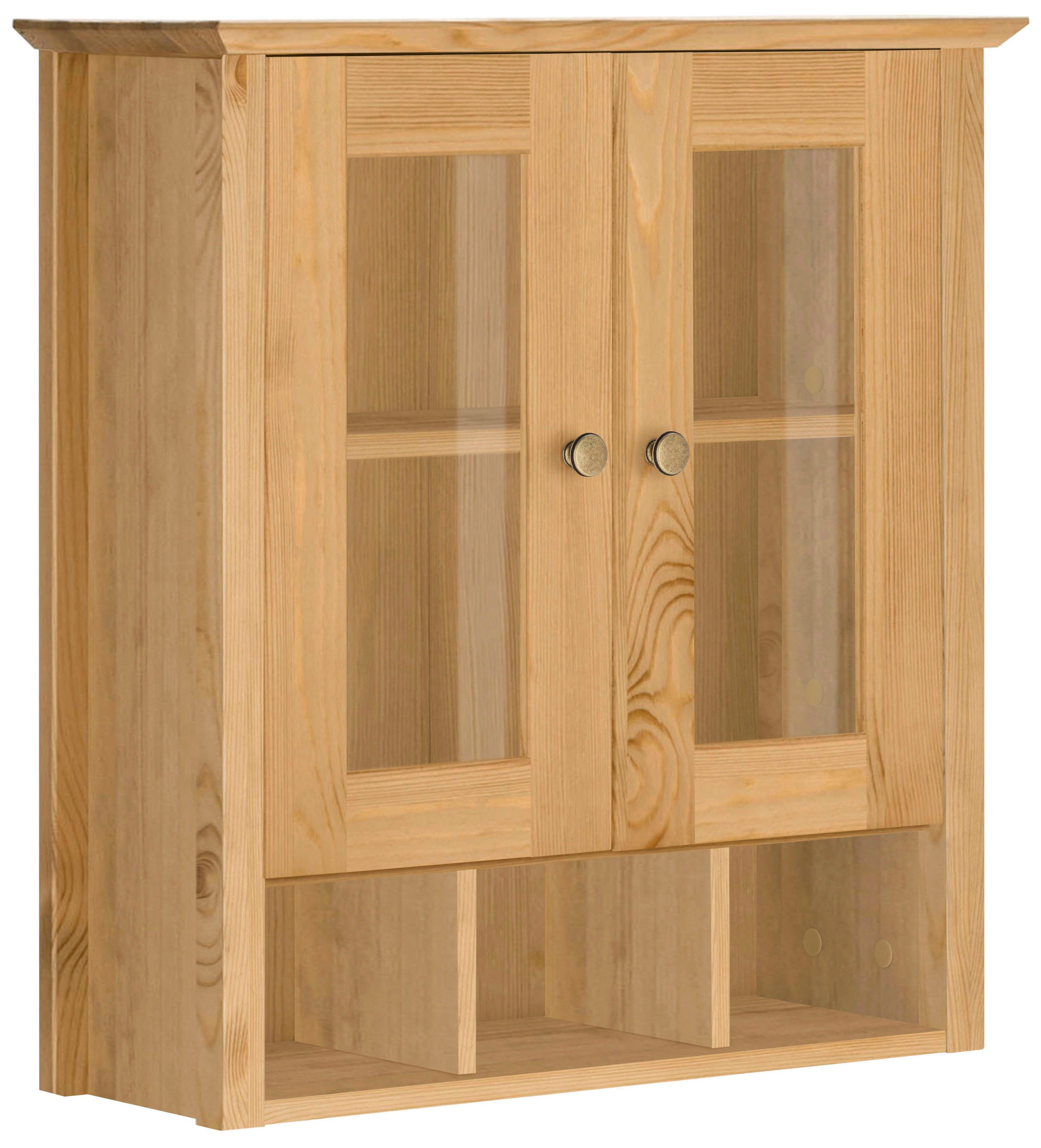 Home affaire Hängeschrank Vili Badezimmerschrank, mit Glastüren, Breite 60 cm, aus Massivholz