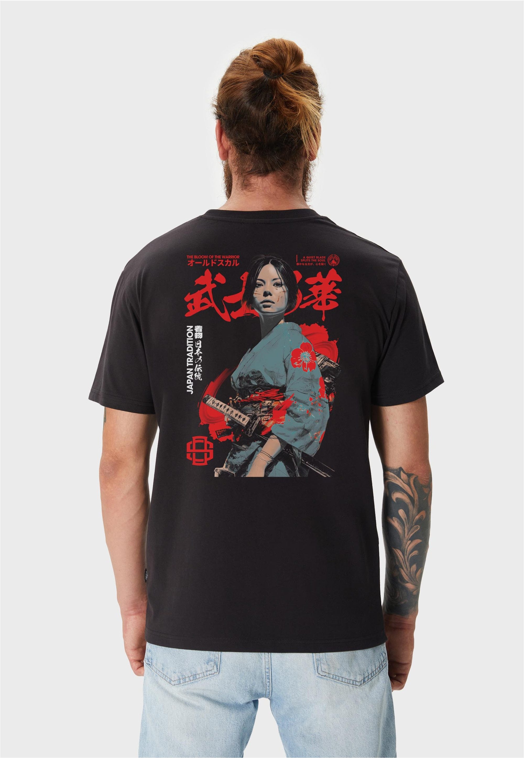 Oldskull T-Shirt Asian Blossom Warrior Graphic mit fernöstlichem Motivprint