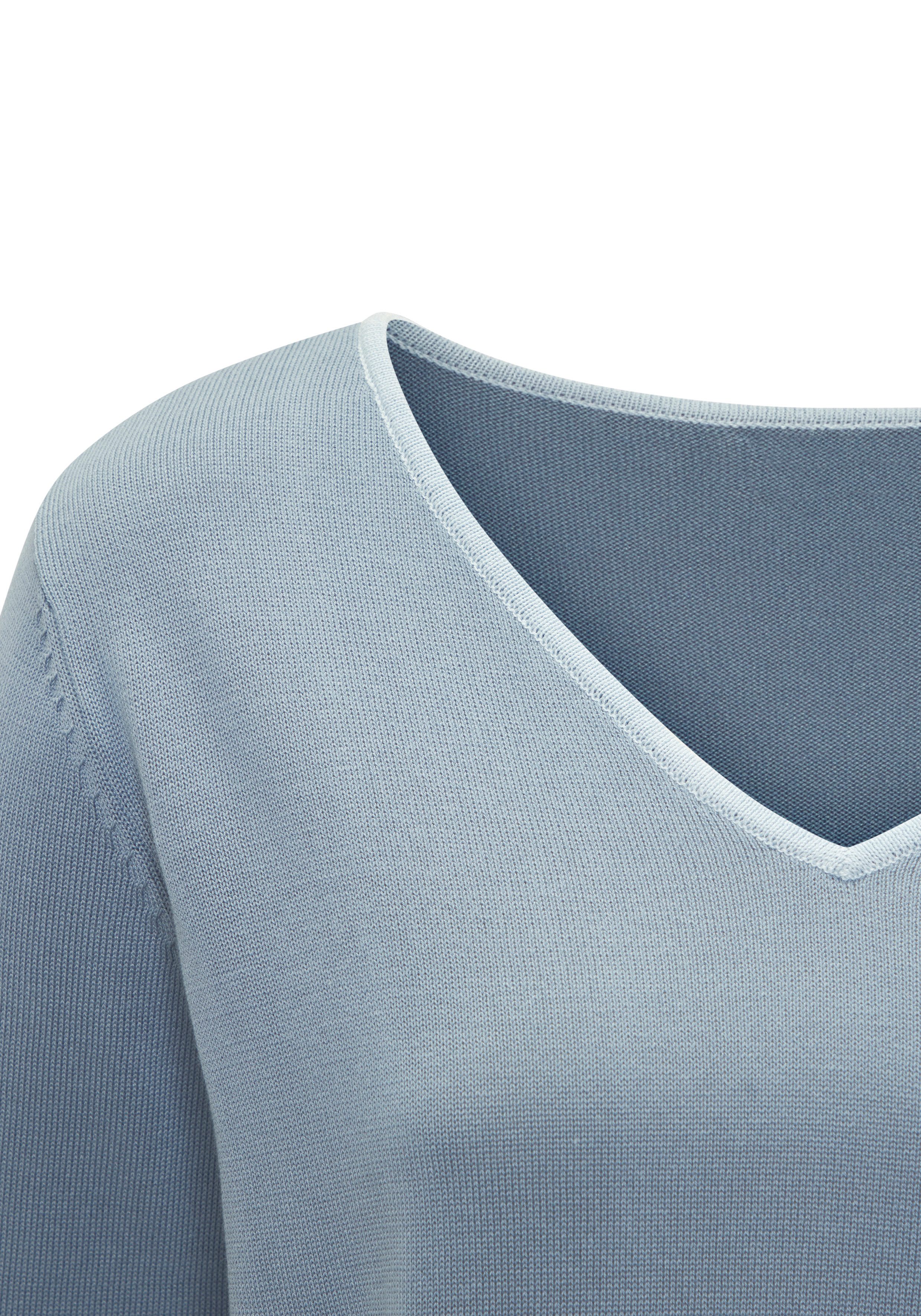 Vivance by Lascana V-Ausschnitt-Pullover mit Kontrastkanten an den Abschlüssen Basic-Pullover mit V-Ausschnitt, weicher Feinstrickpullover, casual – Bild 5 von 5