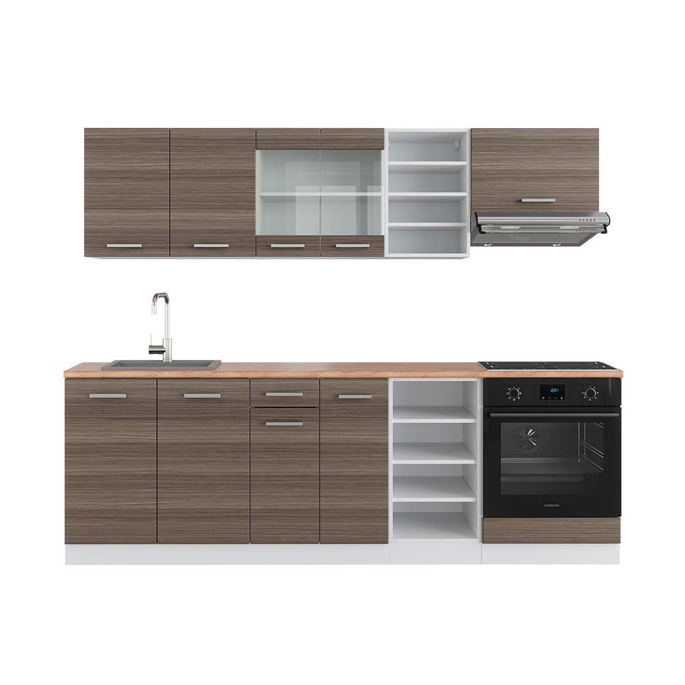 Vicco Küchenzeile R-Line, Edelgrau/Weiß, 240 cm, günstig online kaufen