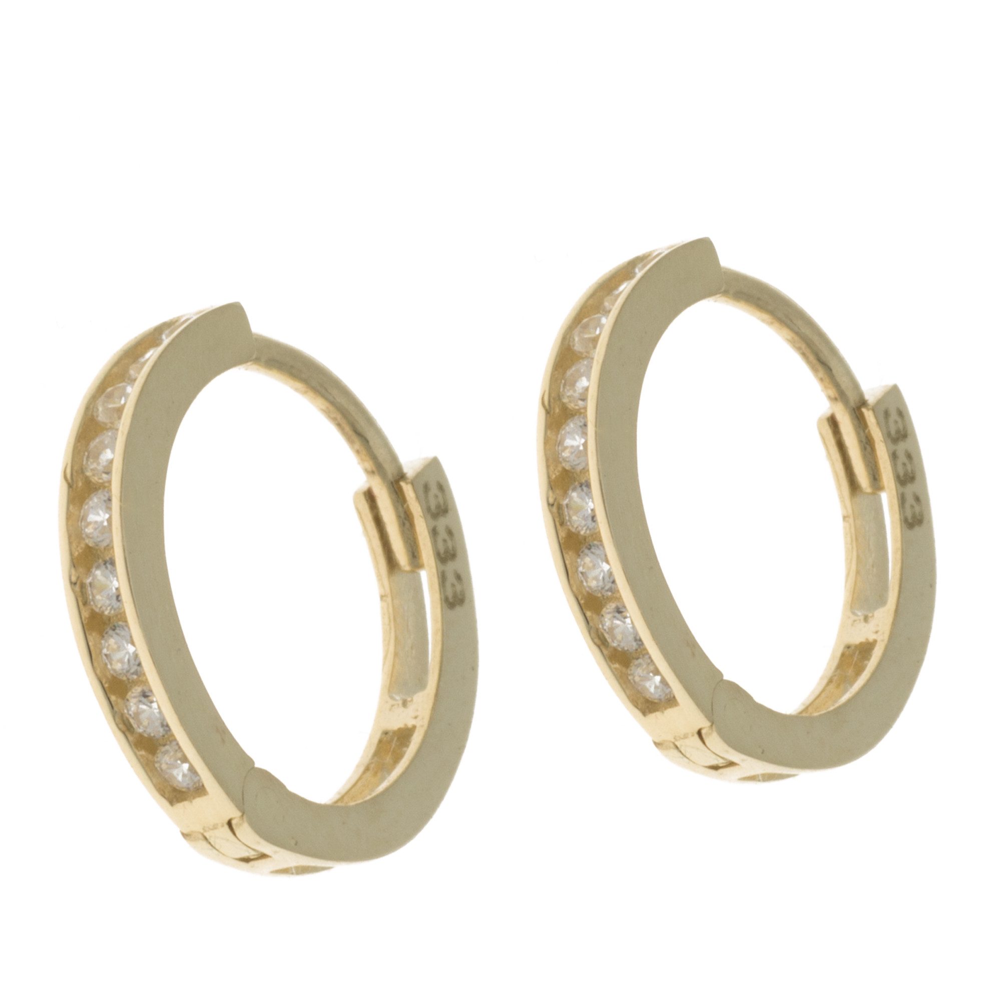 Bella Carina Klappcreolen Creolen aus 333 Gold 8 Karat mit Zirkonia 1,2 mm, günstig online kaufen