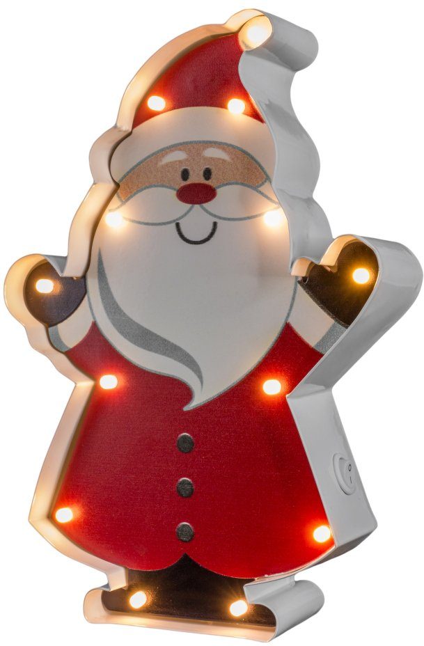 MARQUEE LIGHTS LED - LEDs Claus LED festverbauten Santa mit Warmweiß, 16x23 Santa Wandlampe, integriert, Claus, cm Dekolicht Tischlampe fest 13