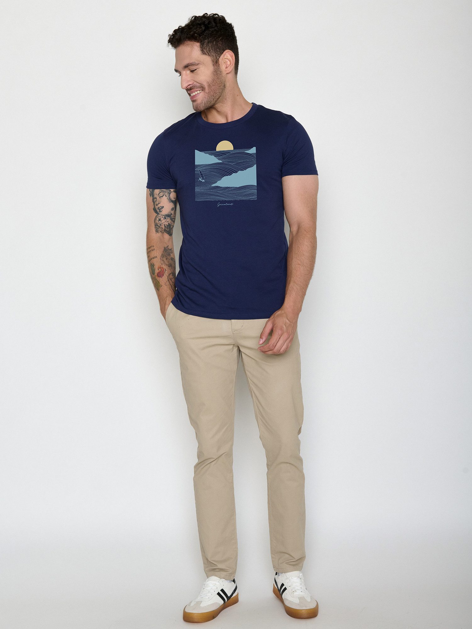 GreenBomb T-Shirt Guide Surf Cliff (1-tlg., 1) klassischer Schnitt, tailliert, Rundhalsausschnitt, Bio-Baumwolle