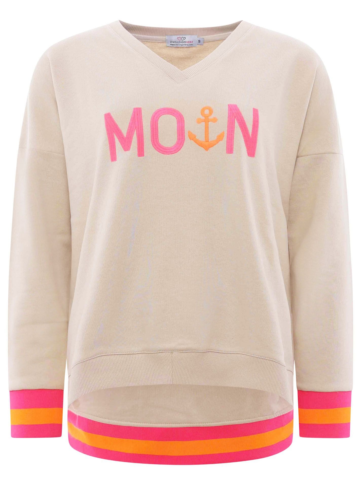 Zwillingsherz Sweatshirt Sweat Pullover V-Neck "MoinZH" günstig online kaufen