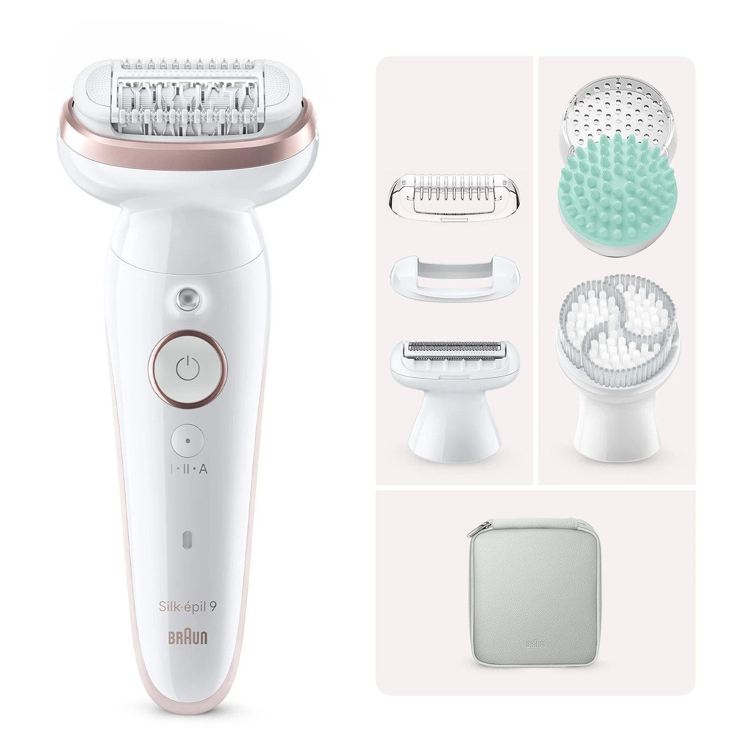 Braun Präzisionsepilierer Silk-épil 9 SkinSpa, Roségold, Weiß, 40 Pinzette, MicroGrip, Bikini...