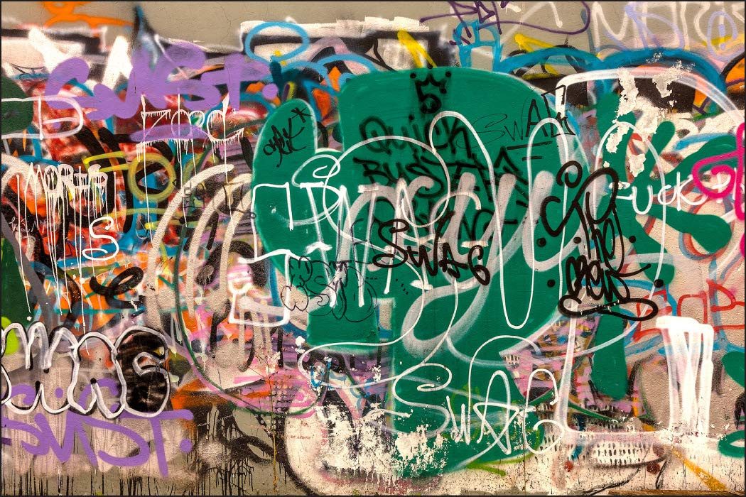 Muralo Fototapete Städte – Fototapete Wandtapete Vlies Wanddeko Wohnzimmer, bedruckt, Graffiti – Straßenkunst – Bunte Jugend, 90 x 60 cm, Vlies