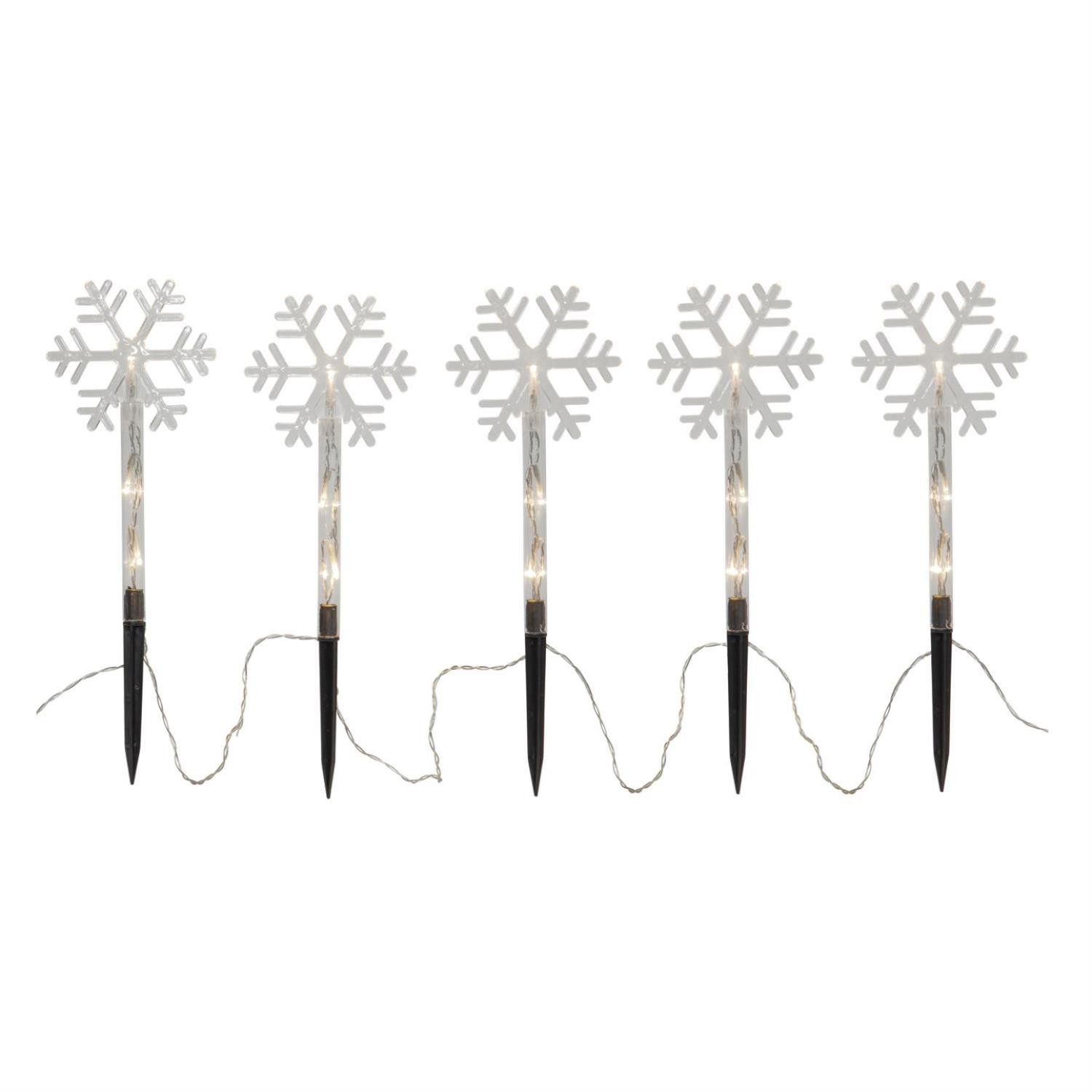 STAR TRADING LED Dekolicht LED Dekostab 5 Schneeflocken Außen Balkon Weihna günstig online kaufen