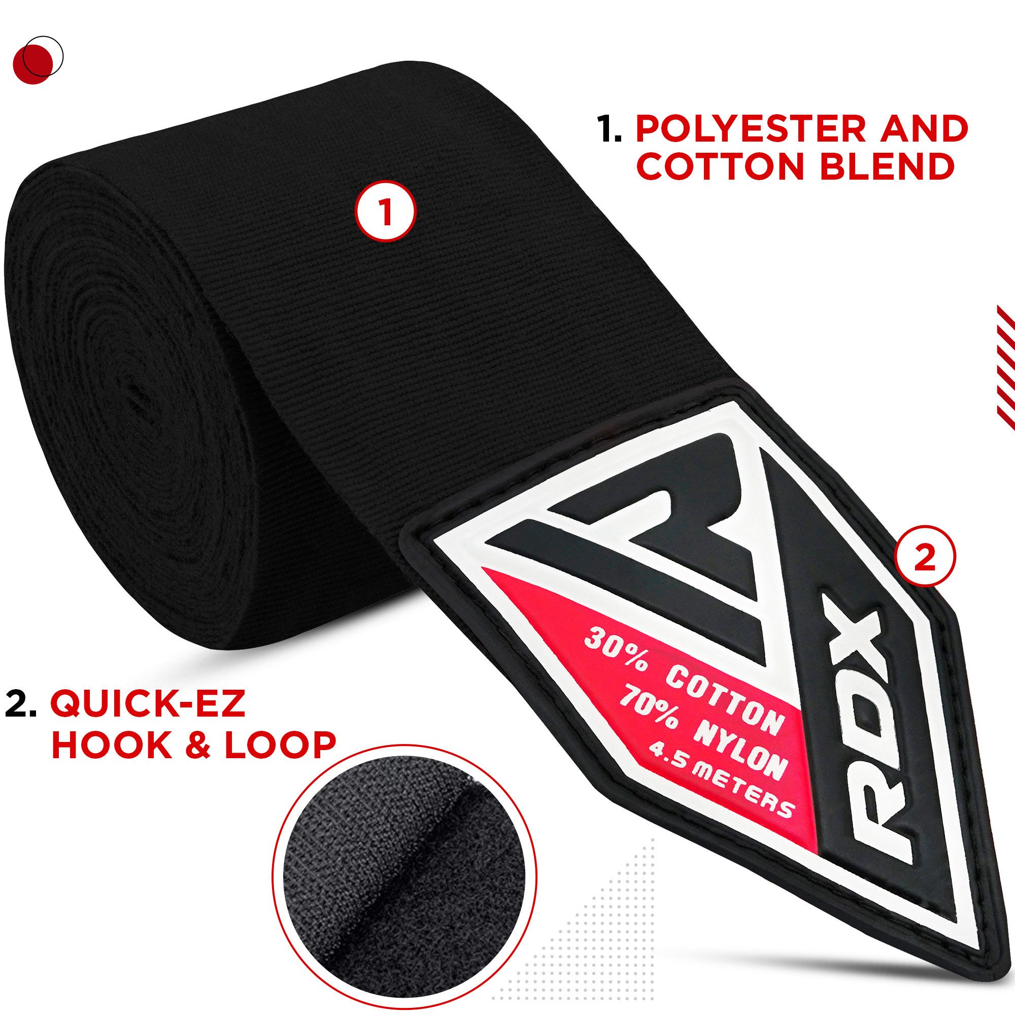 RDX Sports Boxbandagen RDX 4.5m Profi Boxbandagen Boxen MMA Muay Thai, Elastisch Handbandagen