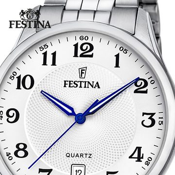 Festina Quarzuhr Festina Herren Uhr F20425/1 Edelstahl, Herren Armbanduhr rund, Edelstahlarmband silber