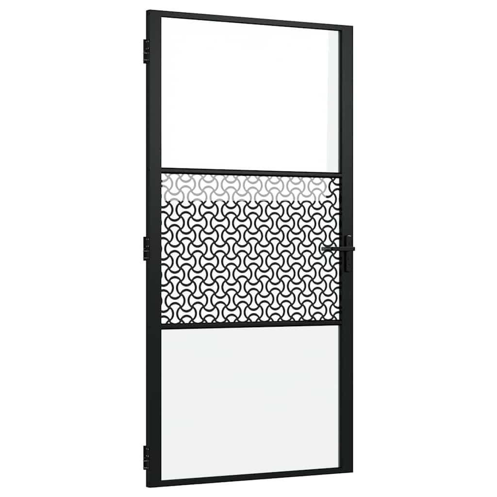vidaXL Haustür Glastür Schwarz 102,5 x 3,5 x 201,5 cm Aluminium (1-St)