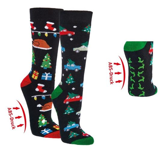 Socks 4 Fun ABS-Socken »Socks 4 Fun Homesocks Weihnachten Merry Christmas« (2-Paar, 2 Paar)