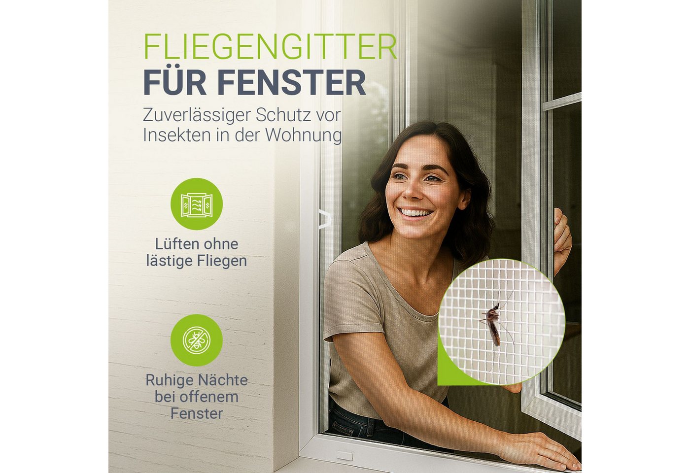 Thumbnail - Juskys Insektenschutz-Fensterrahmen Fliegenschutzgitter, individuell kürzbar, pflegeleicht