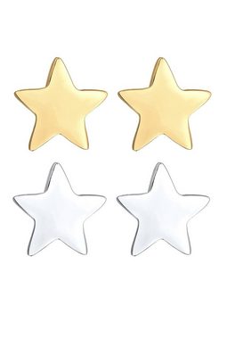 Elli Ohrring-Set Set Sterne Star Astro Bi-Color 925 Sterling Silber