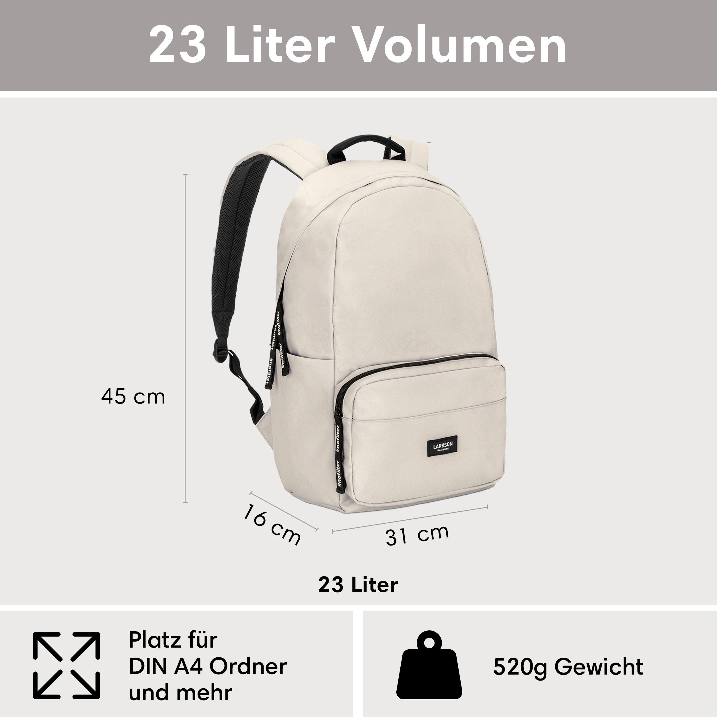 LARKSON Schulrucksack No 3 Rucksack Schule Mädchen Jungen Teenager (1-tlg), Seitentasche, Laptopfach, Wasserabweisend