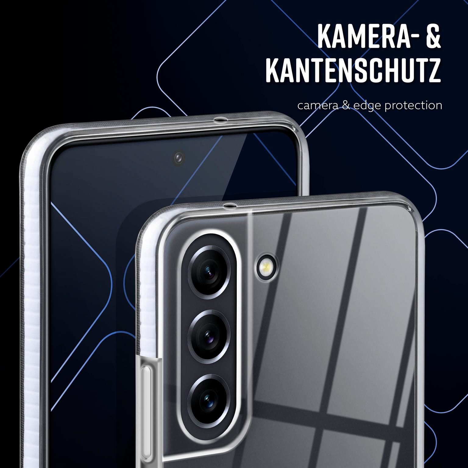 ONEFLOW Handyhülle für Samsung Galaxy S21 FE 5G Hülle Silikon Cushion Case Weiß 6,4 Zoll, Schutzhülle Transparent Bumper Back Cover Silikonhülle Durchsichtig