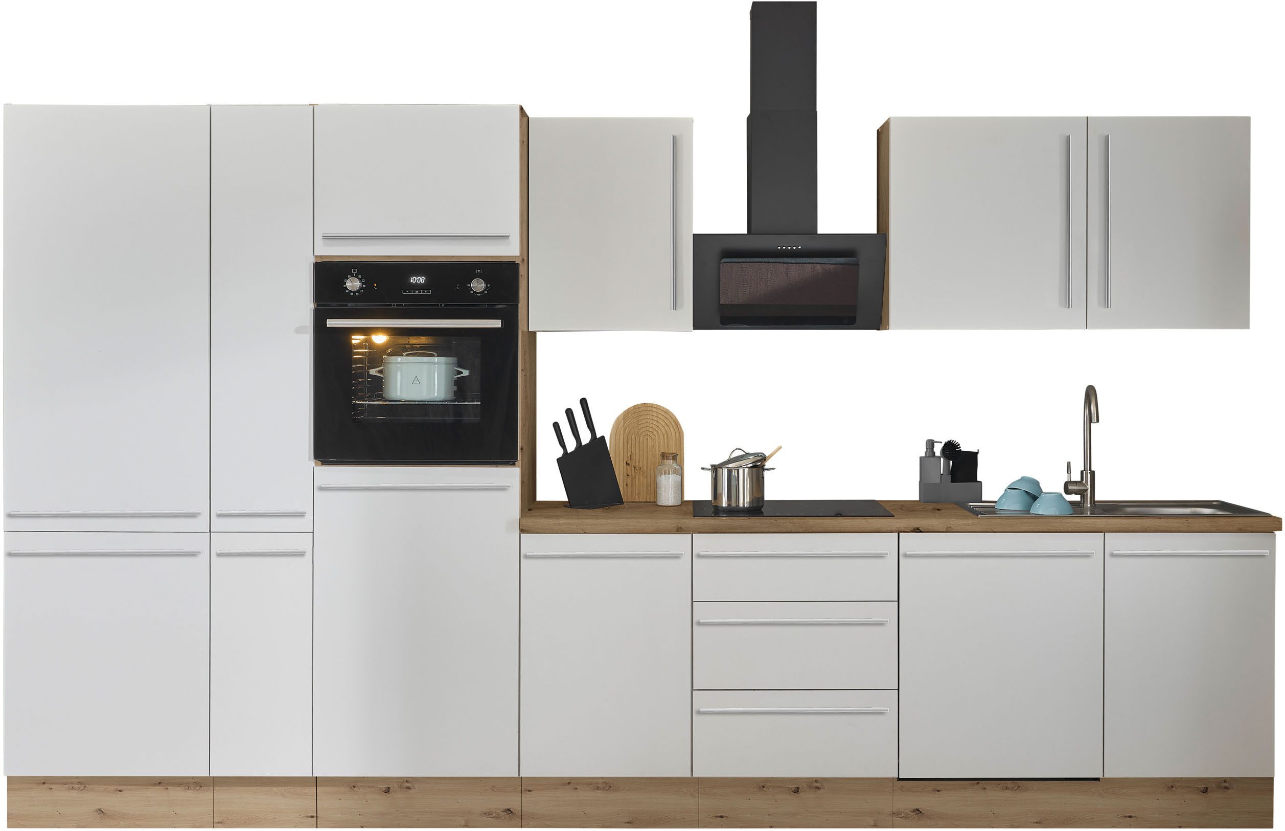 KOCHSTATION Кухниzeile Florida, Breite 370 cm, wahlweise mit E-Geräten,Softclose für Türen/Schubkästen