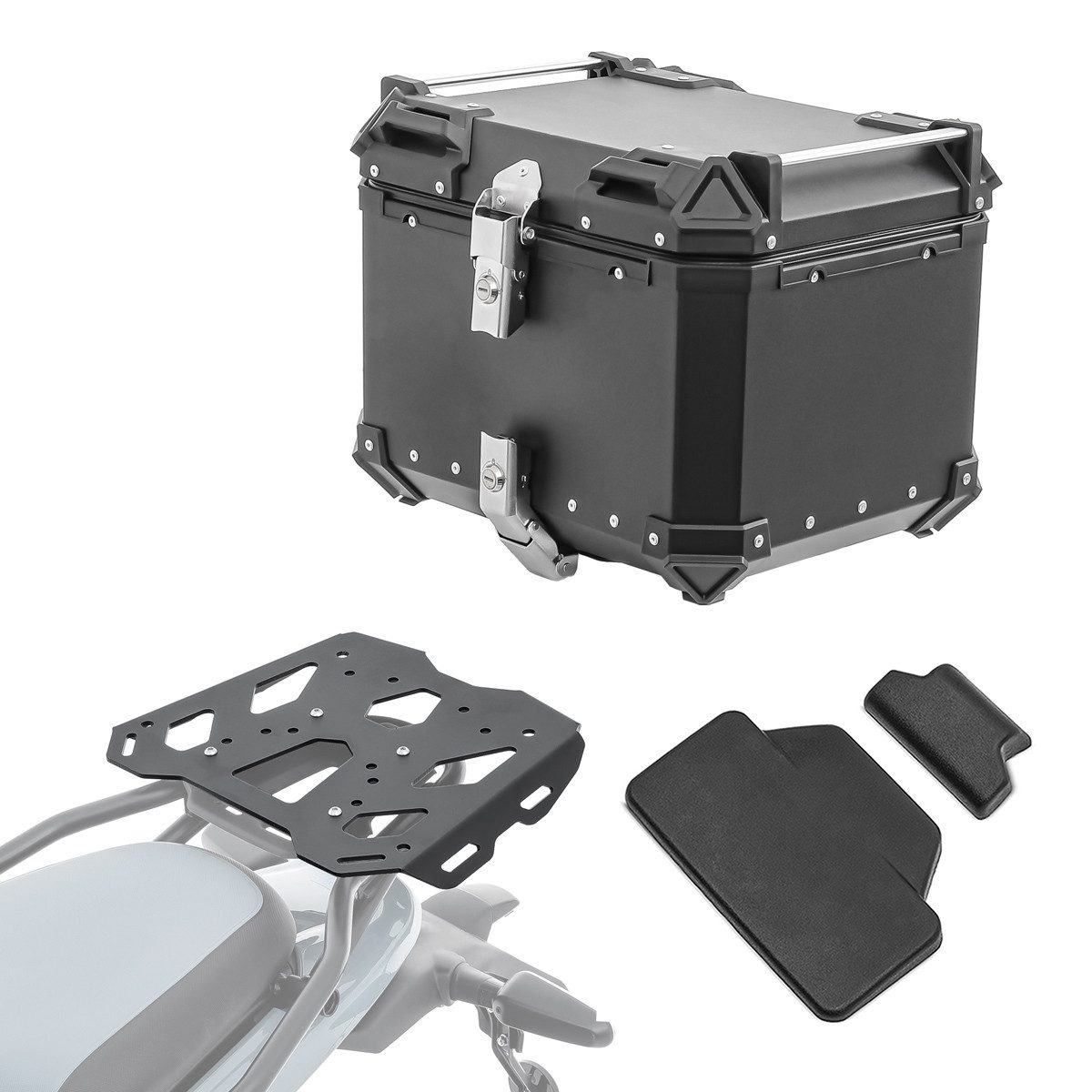 Bagtecs Topcase Set Alu Topcase + Gepäckbrücke passend für Royal Enfield Himalayan 450