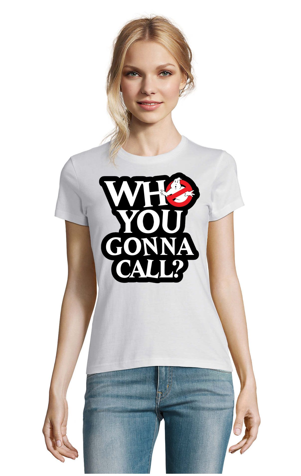 Blondie & Brownie T-Shirt Who You Gonna Call Damen Shirt Kultfilm Retro Fanmotiv Look (Einzelstück, Einzelartikel) Who You Gonna Call D Tee Kult Retro Mode