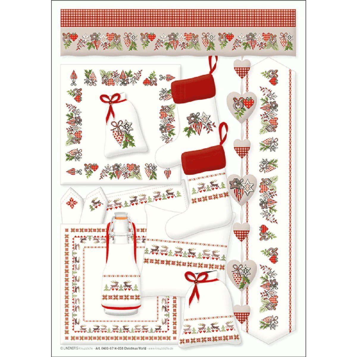 Lindner´s Kreuzstiche Kreativset Lindner´s Kreuzstiche Zählmuster Vorlage "Christmas World", 058, (embroidery kit by Marussia)