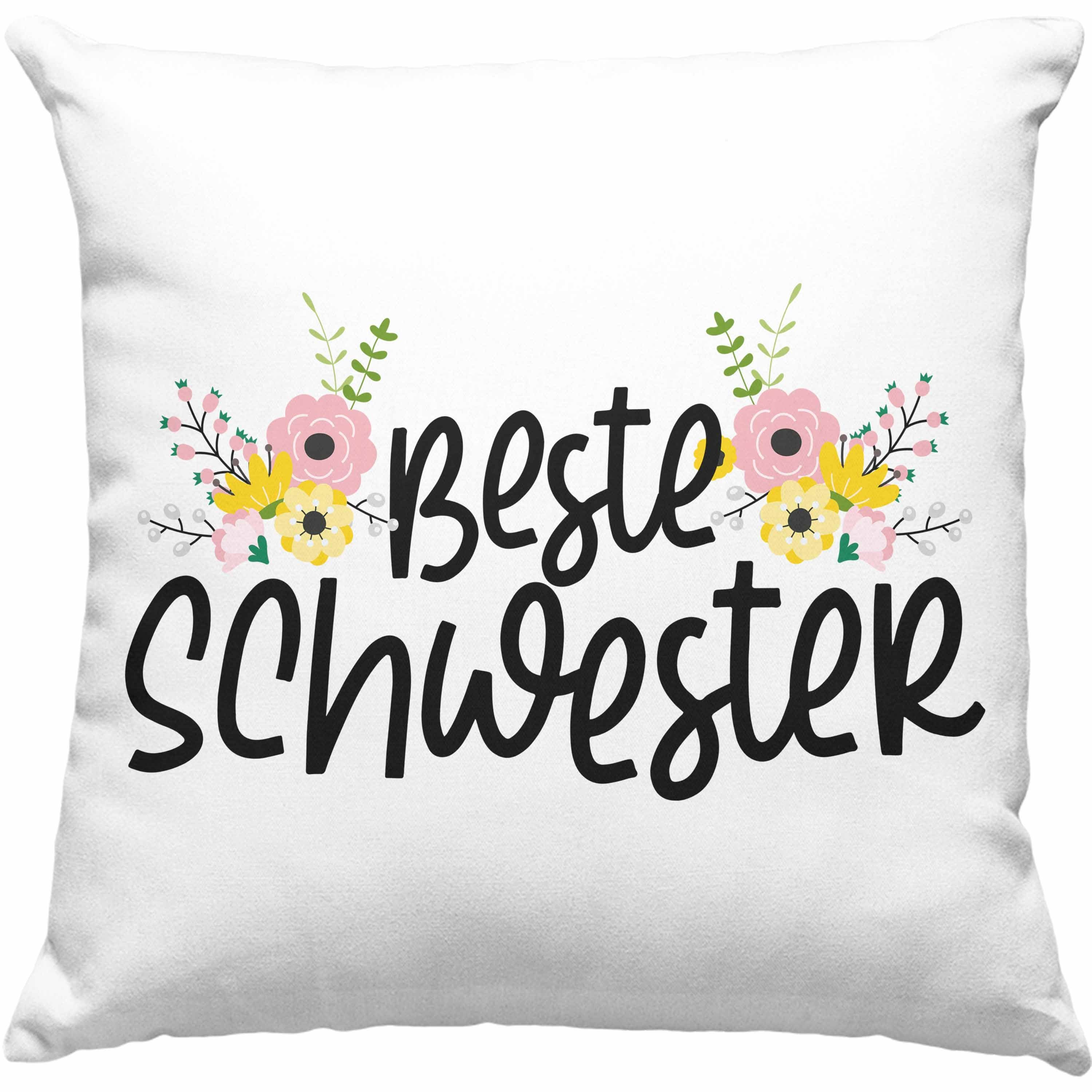 Trendation Dekokissen Trendation - Beste Schwester Kissen Geschenk Schwesterherz Lustiger Spruch Geburtstag Schwester Dekokissen mit Füllung 40x40 Grün