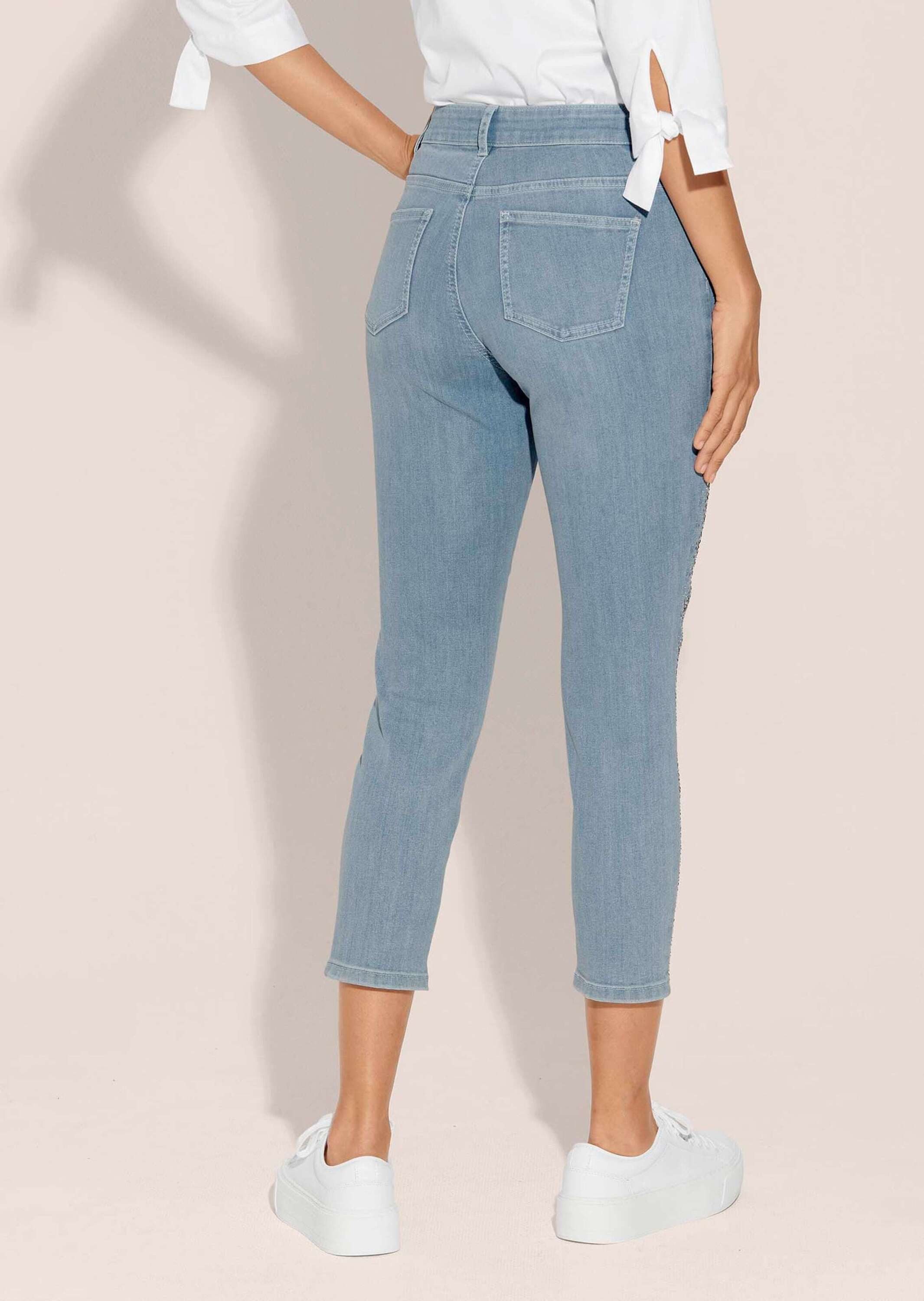 MADELEINE Gerade Jeans Schlanke 7/8-Jeans mit Glanz-Effekt