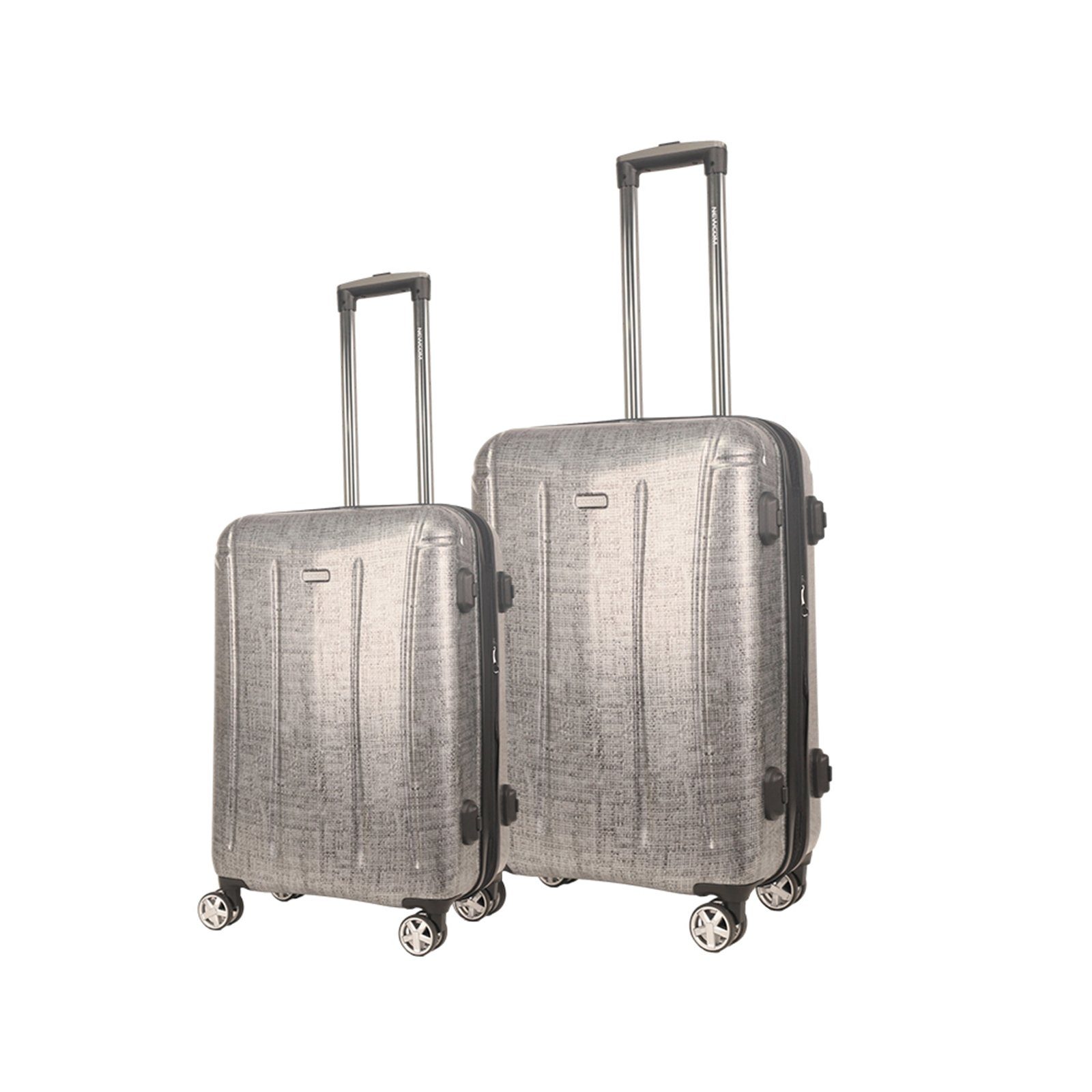NEWCOM Hartschalen-Trolley Leichtes Kofferset mit 2 Stück, integrierter digitaler Waage, TSA grau