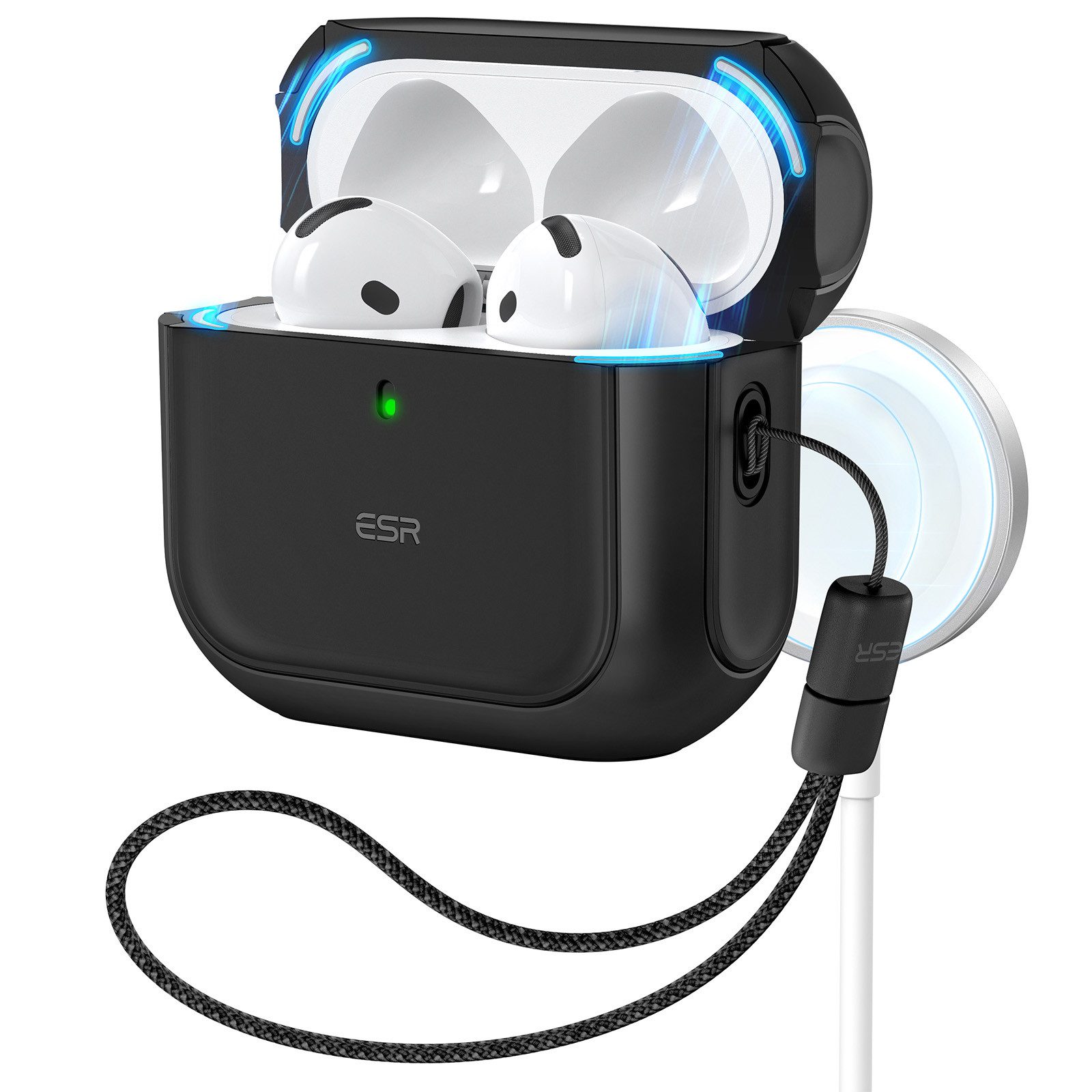 ESR Kopfhörer-Schutzhülle Orbit Hybrid HaloLock Case für Apple AirPods 4, MagSafe-kompatibel, Sichtbares Statuslicht