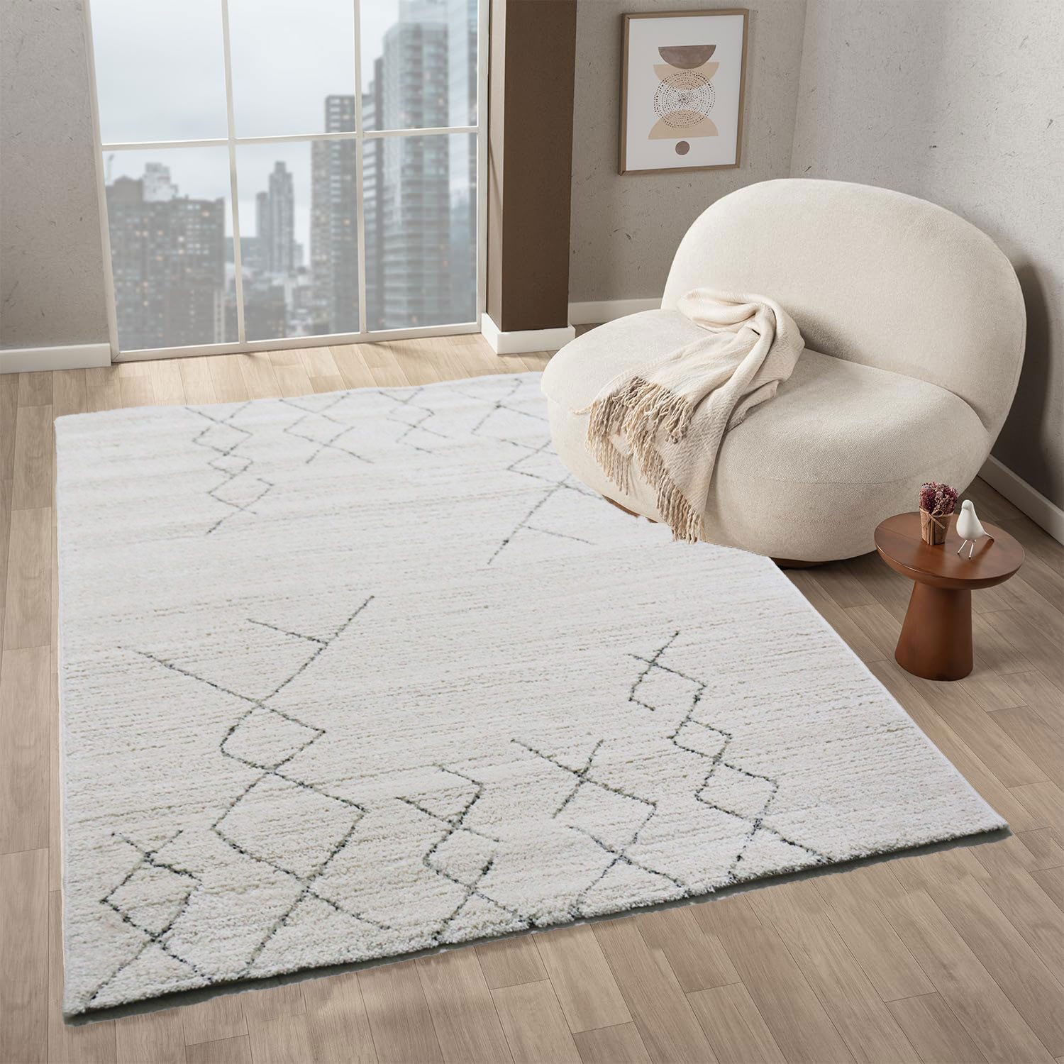 Vimoda Teppich Boho und skandinavischen Stil, Creme & Grau, Rechteckig, Höh günstig online kaufen