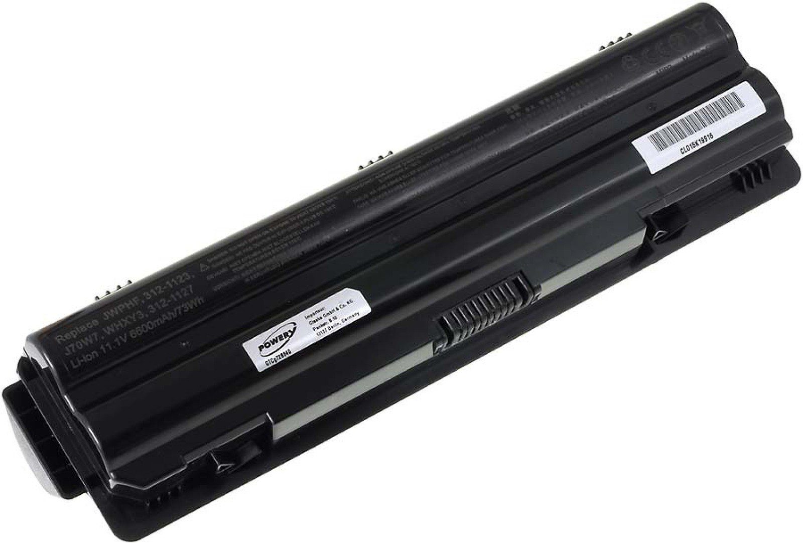 Laptop-Akku 6600 Typ Powery Powerakku R795X (11.1 Akku Dell für mAh V)