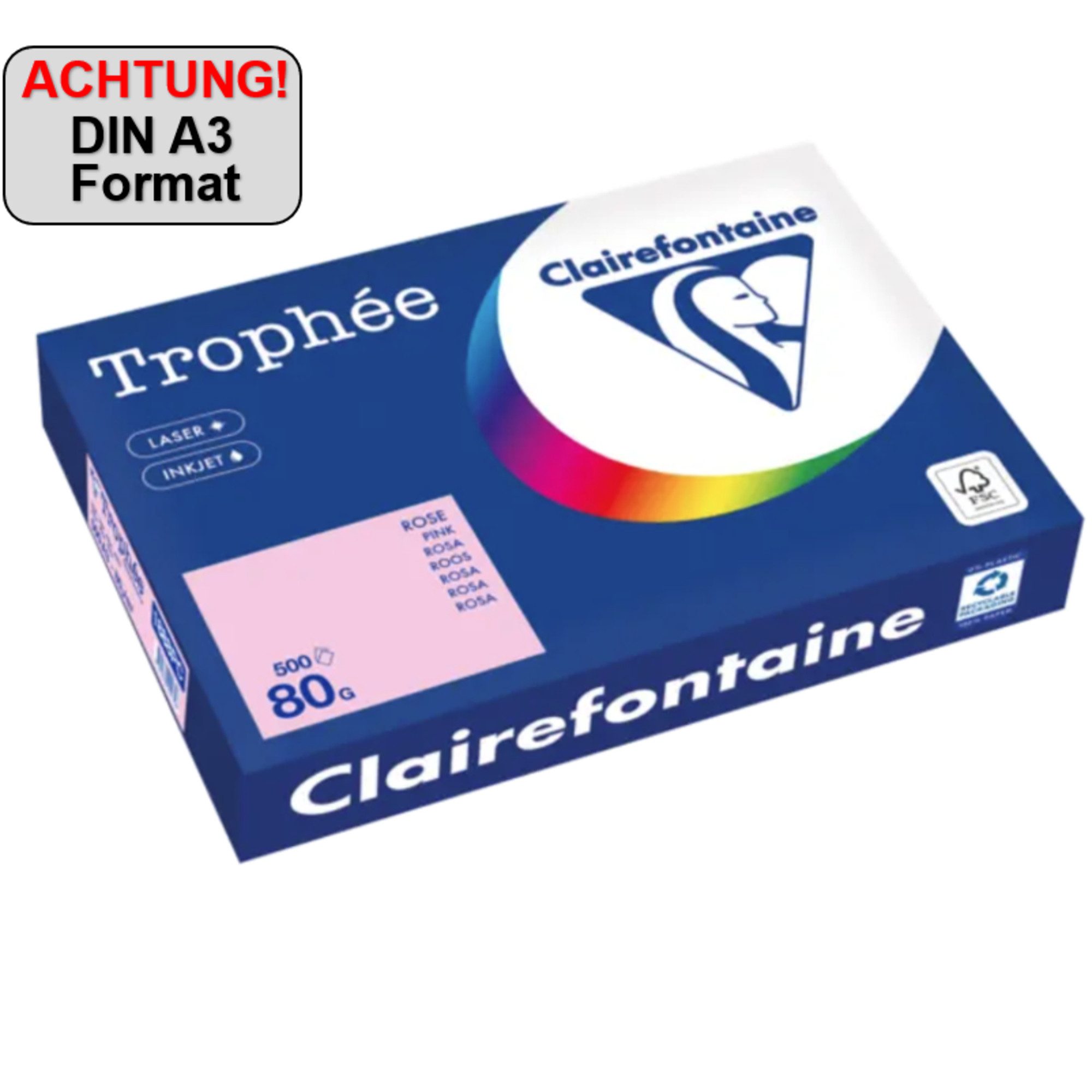 CLAIREFONTAINE Kopierpapier Kopierpapier 1888PC A3 80g rosa 500 Blatt
