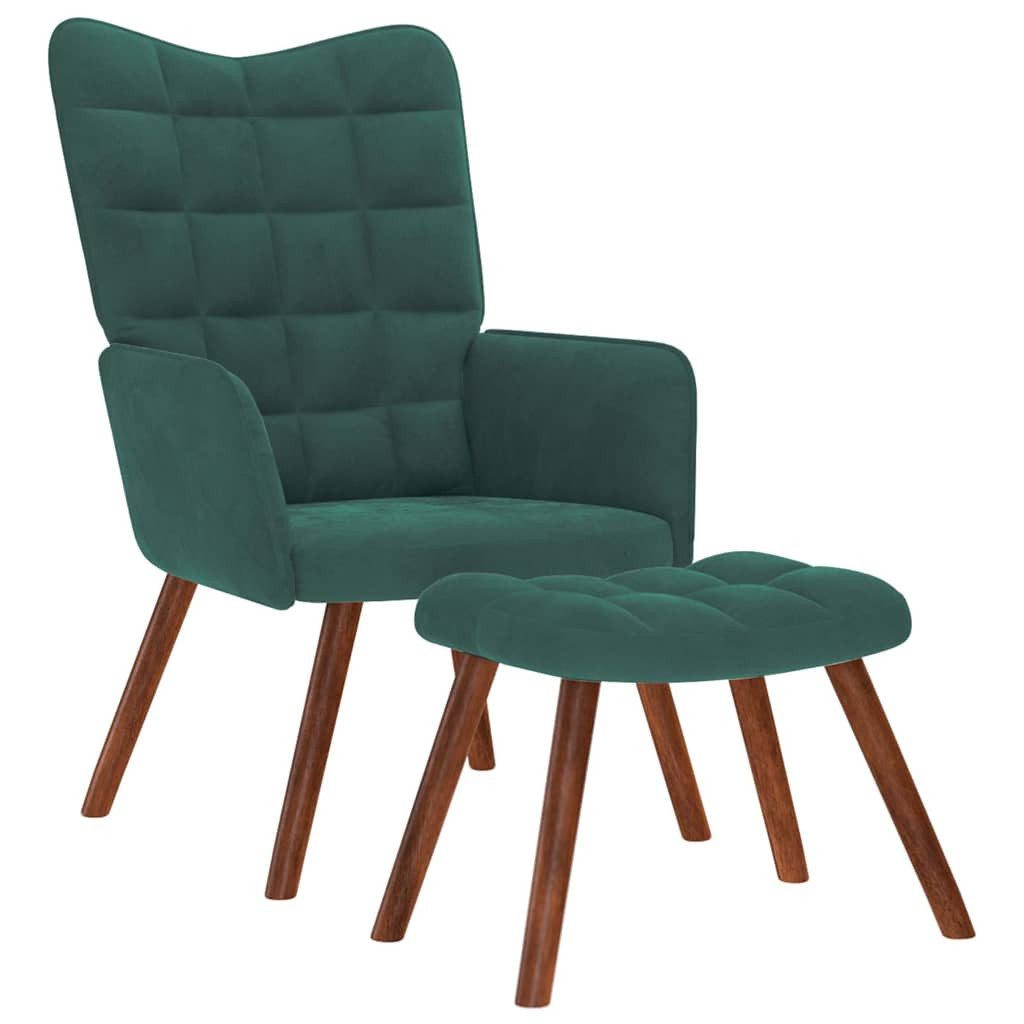 vidaXL Sessel Relaxsessel mit Hocker Dunkelgrün günstig online kaufen
