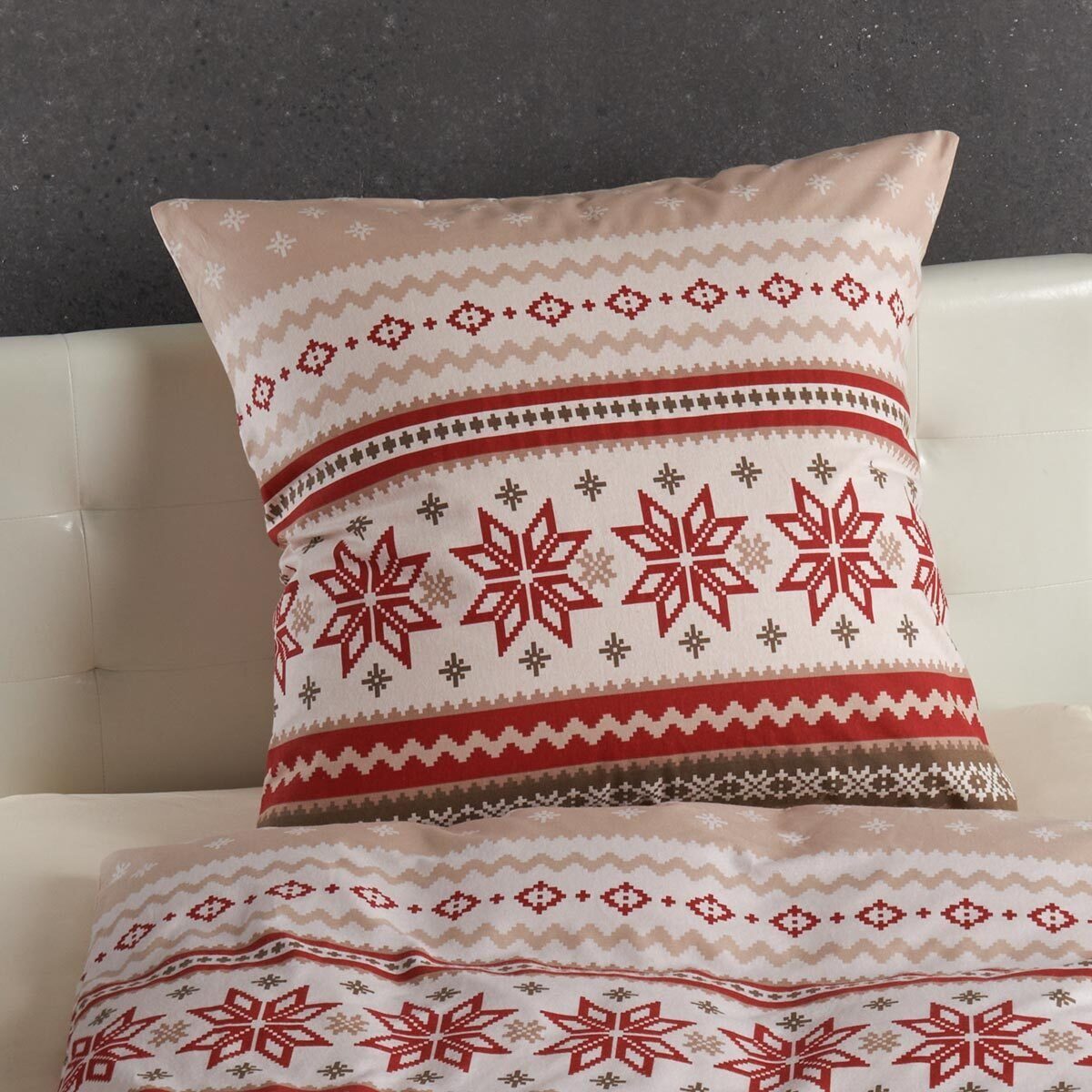 TRAUMSCHLAF Bettwäsche Schneeflocken, Biber, 3 teilig, hochwertige Biber Qualität