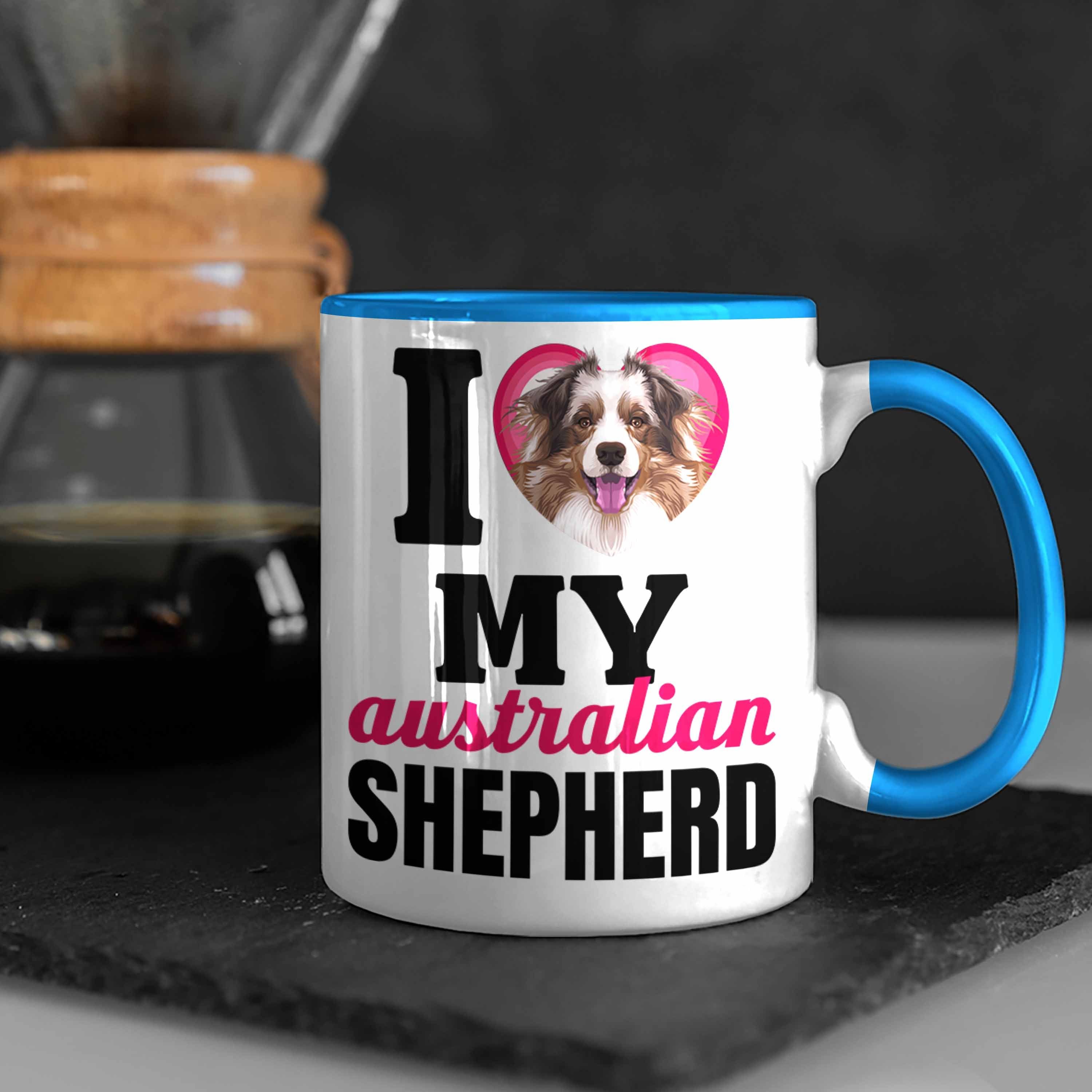 Lustiger Australian Geschenk Geschenk Blau Besitzerin Tasse Trendation Tasse Shepherd Spruch